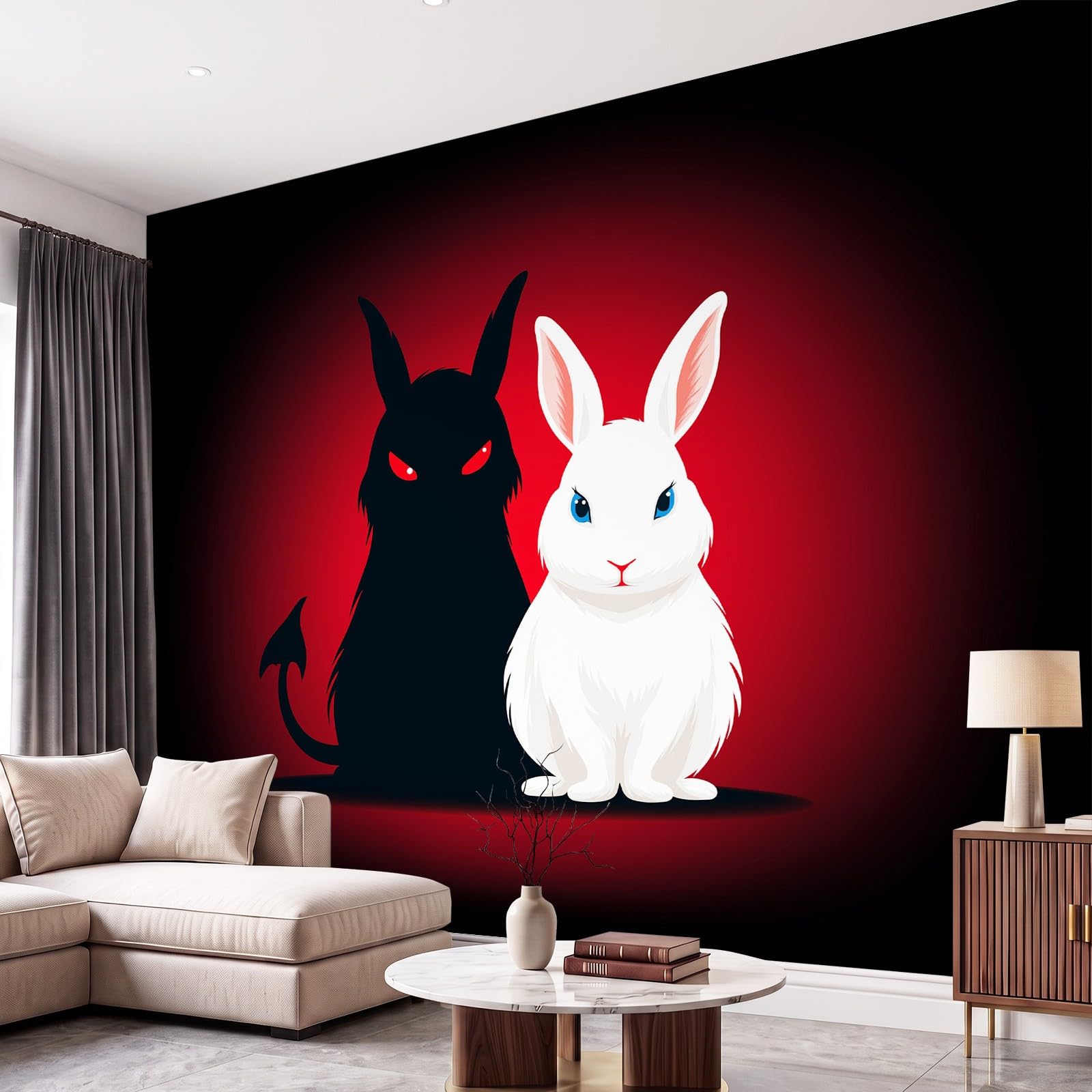 Fototapeta neonowa, kreskówka, tajemnicza fototapeta dekoracja plakat królik, zwierzę zdjęcie tapeta wysokiej jakości mural salon, sypialnia, biuro dekoracja domu