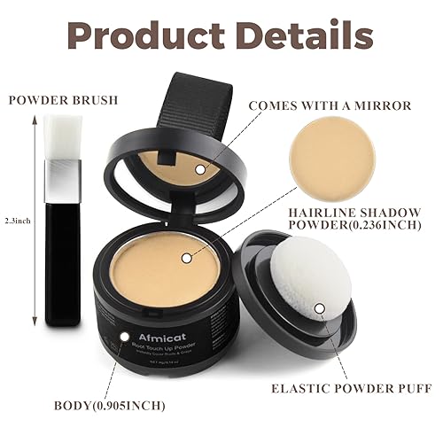 Miniatura 45 de Polvo instantáneo de línea de cabello, color de cabello para retoque de raíces para cobertura de canas y adelgazamiento del cabello, cobertura