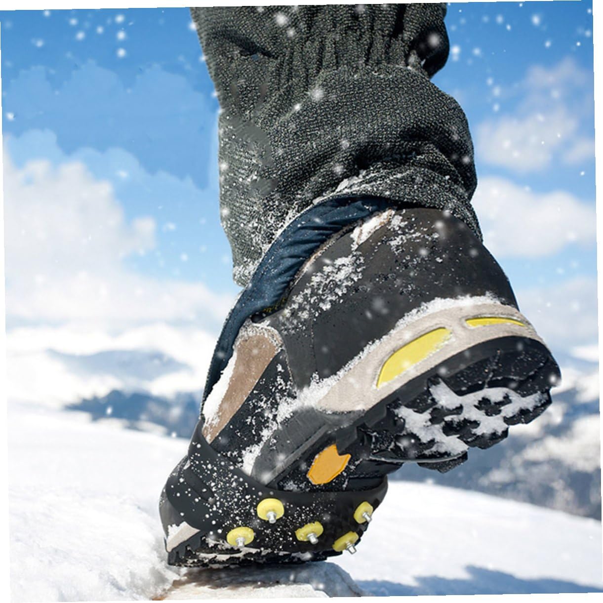 VALICLUD Pinzas Antideslizantes para Zapatos de Invierno 5 Púas TPE Negras, Fáciles de Poner, Ideales para Senderismo y Pesca en Hielo, 2 Pares para Niños y Hombres