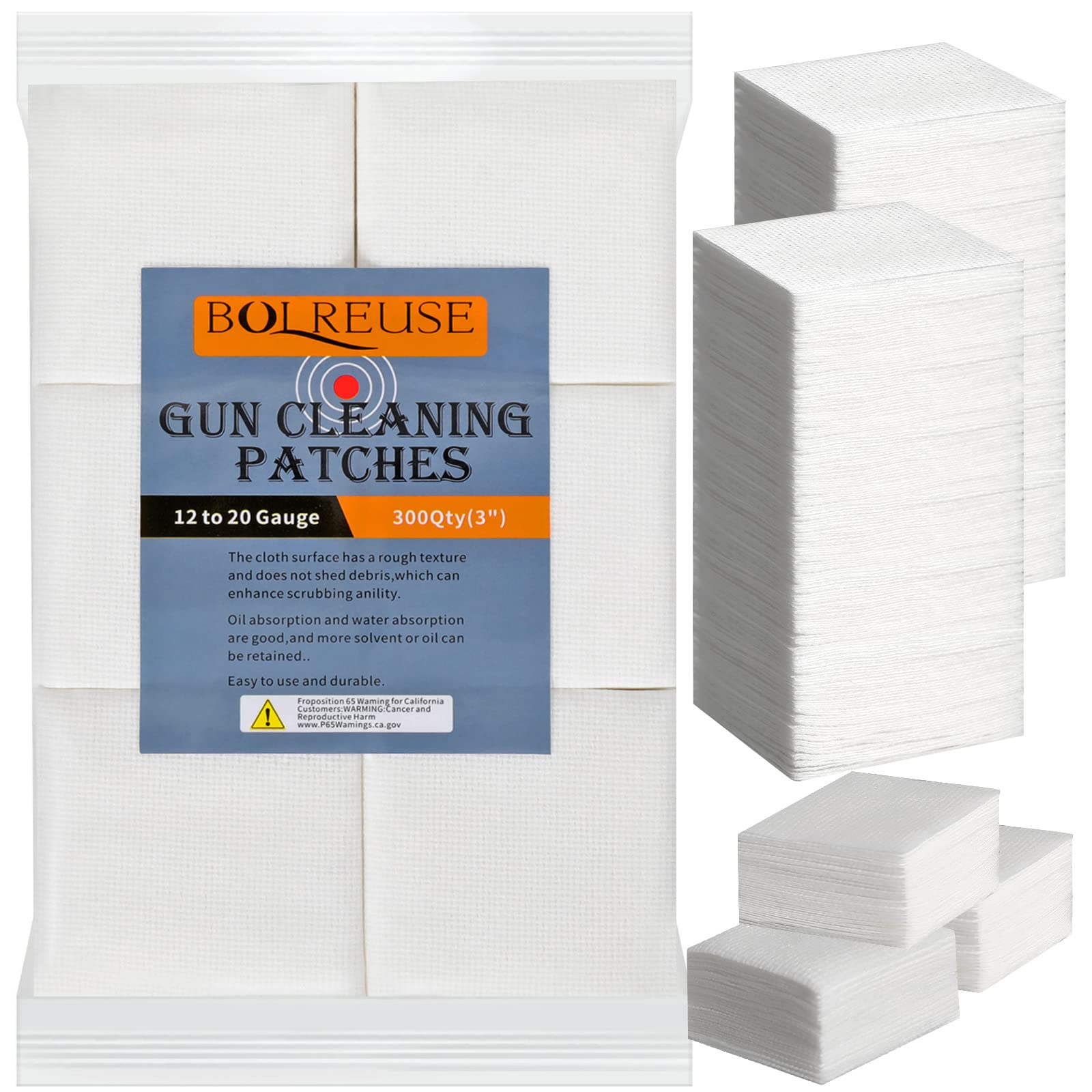 Photo 1 of 300Pcs Large Bore Gun Cleaning Patches (78mmX78mm) for .50 AE and .454 Casull - Non-Woven Fabric No Debris Residue