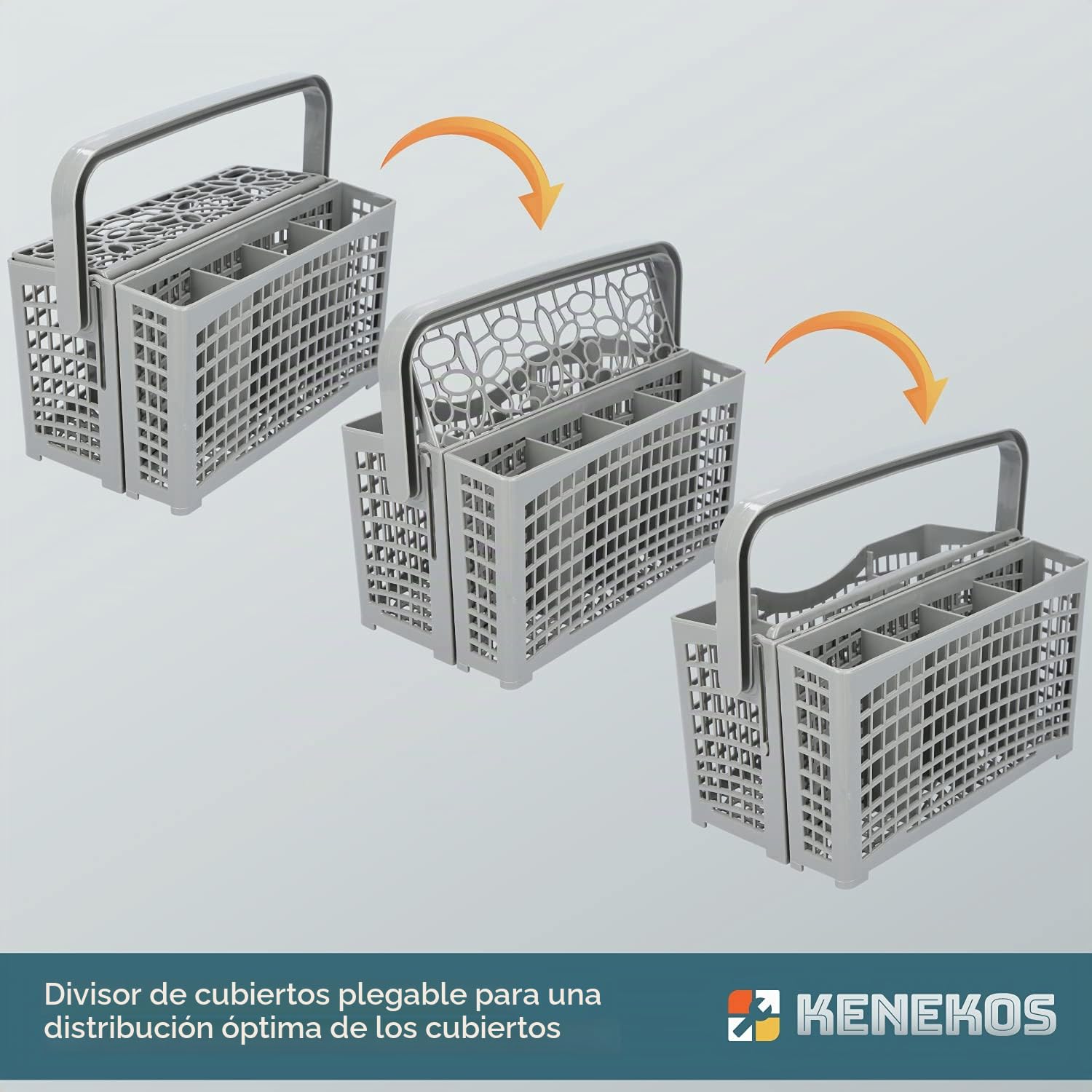 Kenekos - Cesta de cubiertos 2 en 1 universal variable apta para muchos lavavajillas y lavavajillas Bosch, Siemens, Miele, AEG y Neff, 23,0 cm x (8,5 cm + 4,5 cm) x 13,5 cm