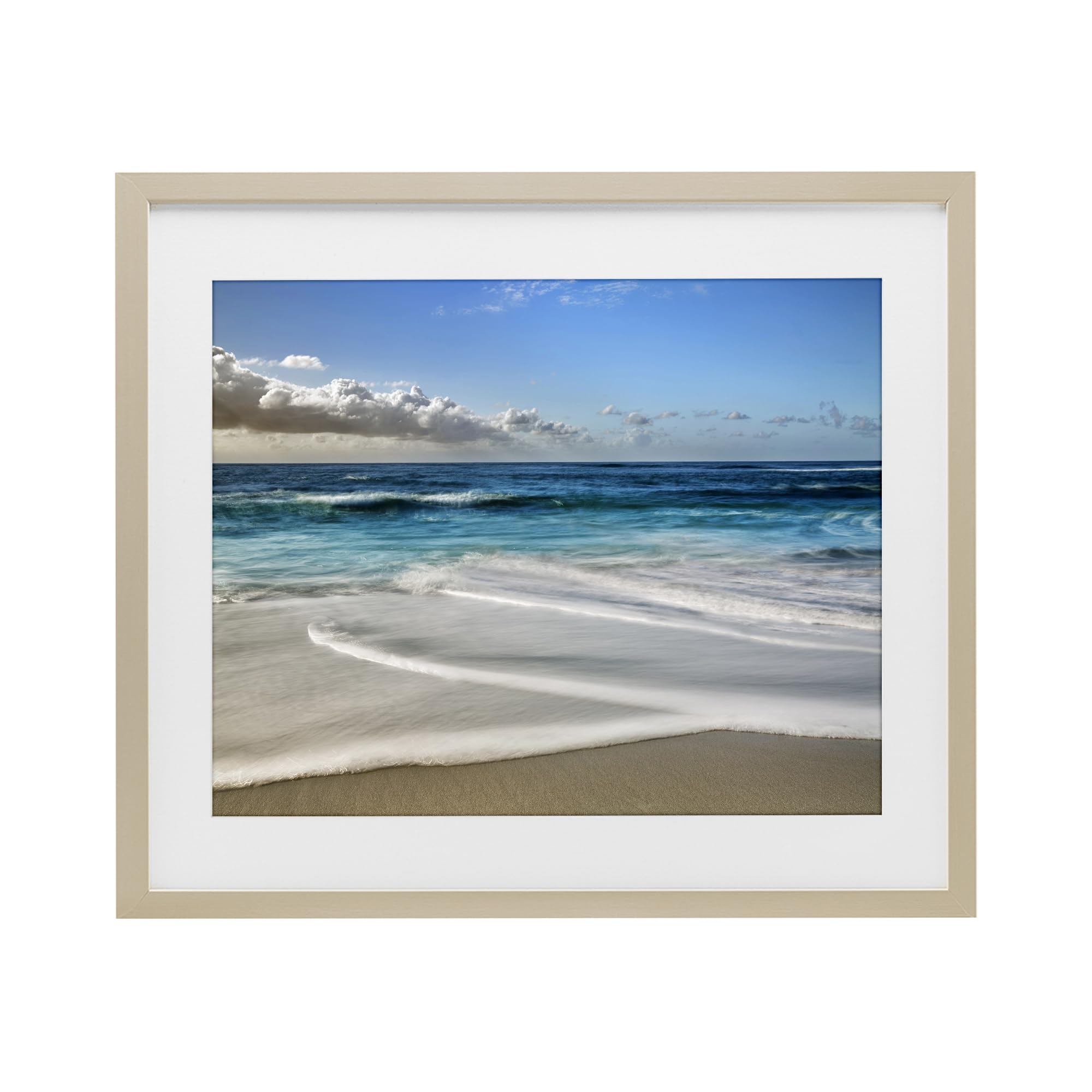 Stupell Industries 'Morning Foam on Shore', Framed Print Under Glass, Brown, 16 x 13 Inches, Easy to Hang and Sturdy, Made in USA, by Superstock Partners LLC