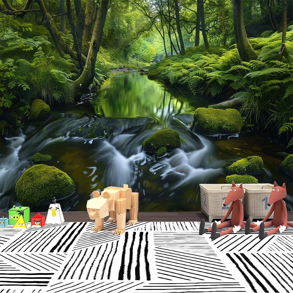 Custom Size Wall Murals - Cool Stream - Self-Adhesive Removable Peel and Stick Wallpaper for Bathroom