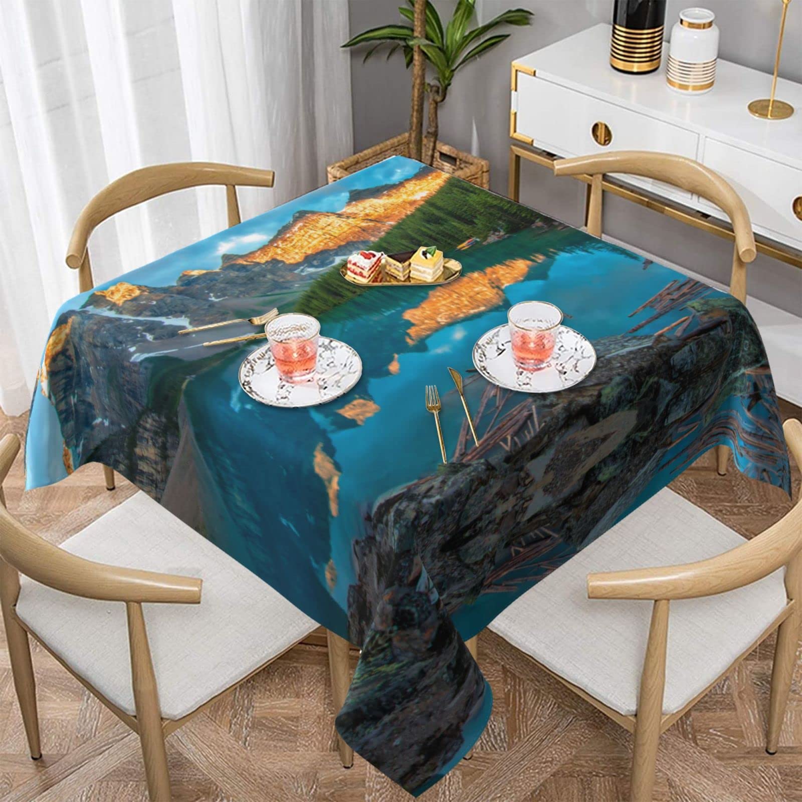 Nappe carrée imperméable anti-déversement imprimé nature lavable