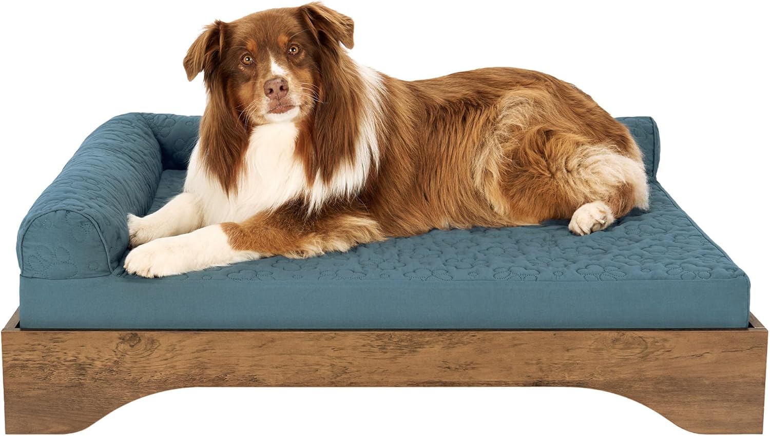 FurHaven Elevated Dog Bed for Large Dogs, Mid-Century Modern Style with Flexible Slats & Non-Slip Pads for Comfort & Airflow, Easy Assembly, Raised Pet Bed, Jumbo, Dark Brown