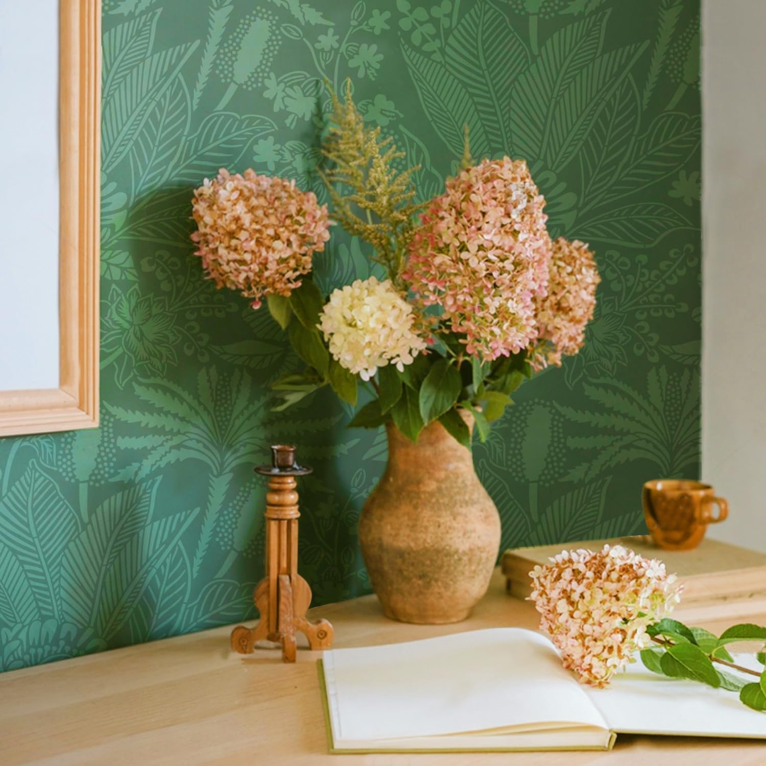 GSS Designs Allover Floral Wall Stencils 12x12Inch Large Plants Flowers Stencil for Wall Decor Reusable Flower Stencils for Painting Walls Floors Wood Furniture
