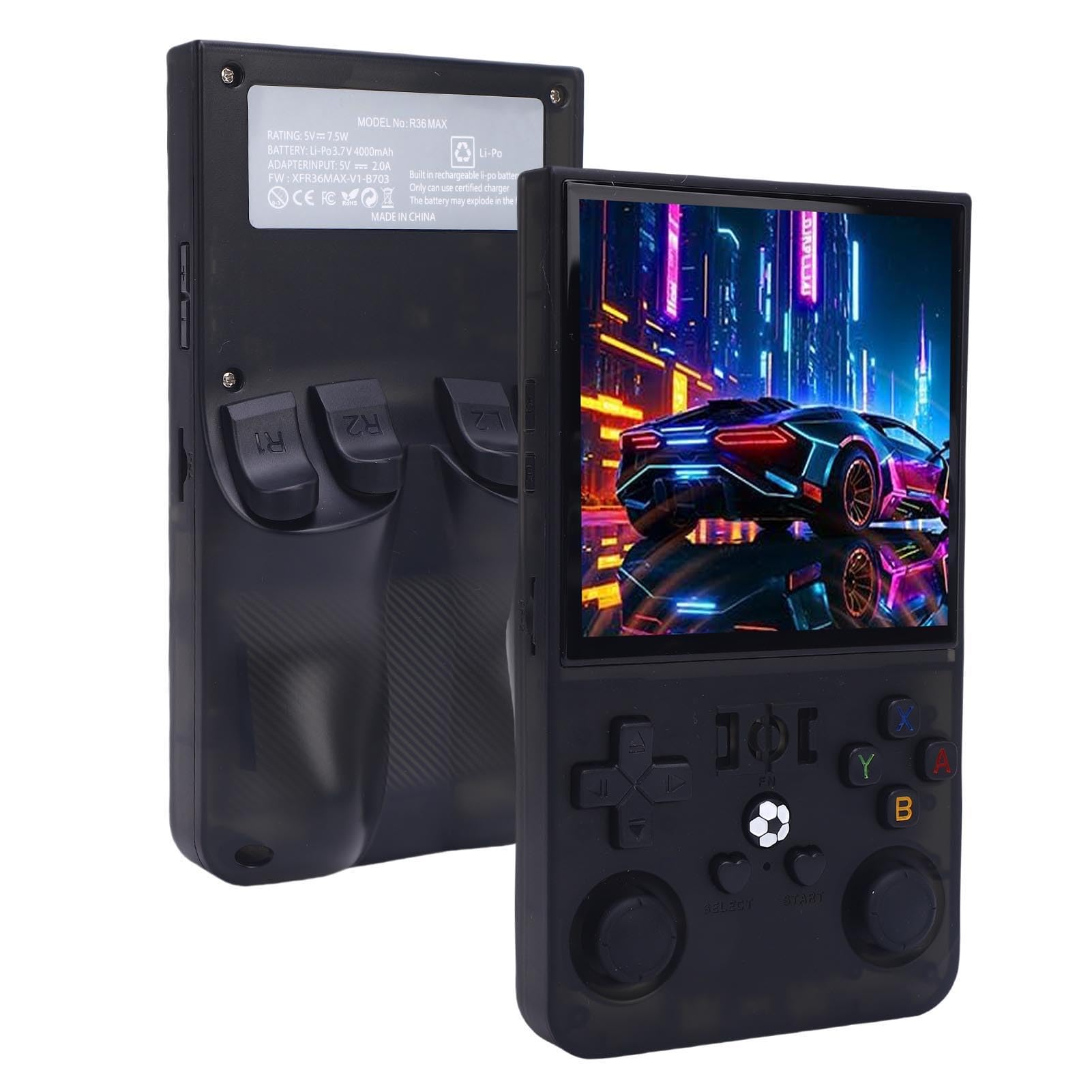 Console di Gioco Portatile retrò, Open Source R36MAX Lettore di Videogiochi con Schermo da 4,0 Pollici 720x720 per Regali (128G)