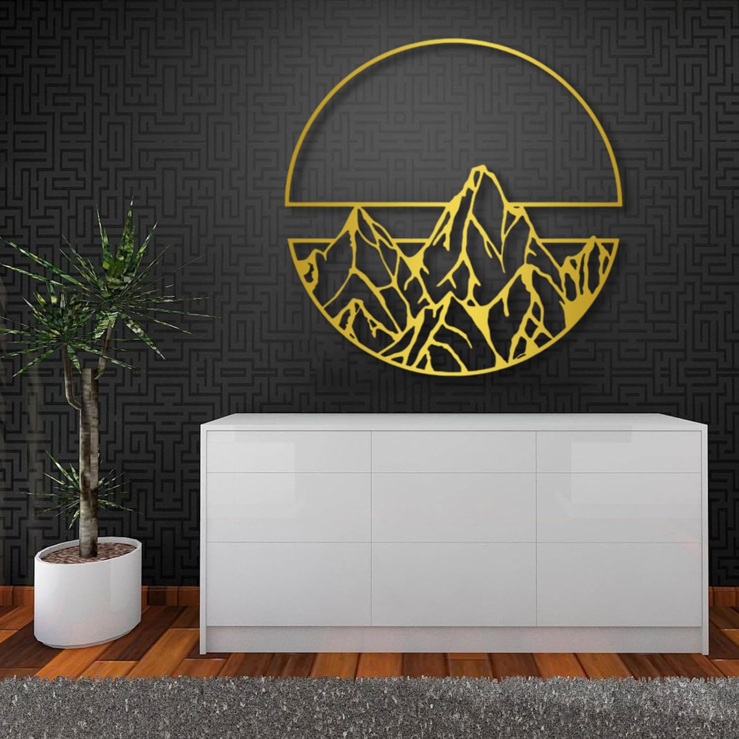 Amazon.com: Fayholy Geometric Mountain Metal Wall Art, Circles Mountain ...