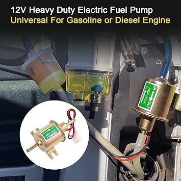 Universal Electric Fuel Pump Kit 12v 3-6 PSI Low Pressure with 6.56 FT 5/16 ID Fuel Line Replacement For Carburetor Lawn Mower Gas Diesel Fuel Transfer Pump
