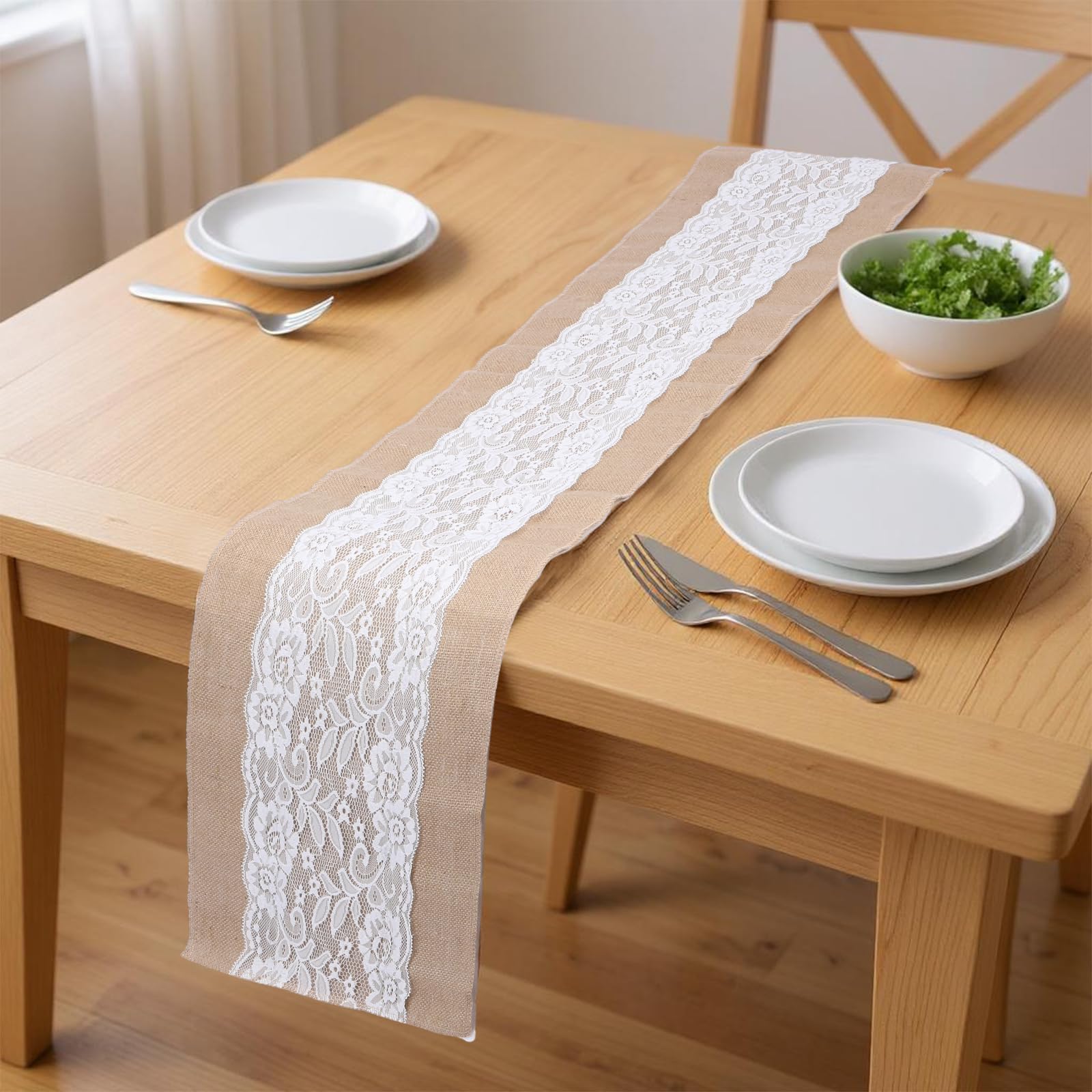 Lot de 6 chemins de table rustiques en toile de jute naturelle pour table de style rustique et rustique pour fête d'anniversaire, Thanksgiving, mariage, Noël, décoration de tables de cuisine, 30,5 x