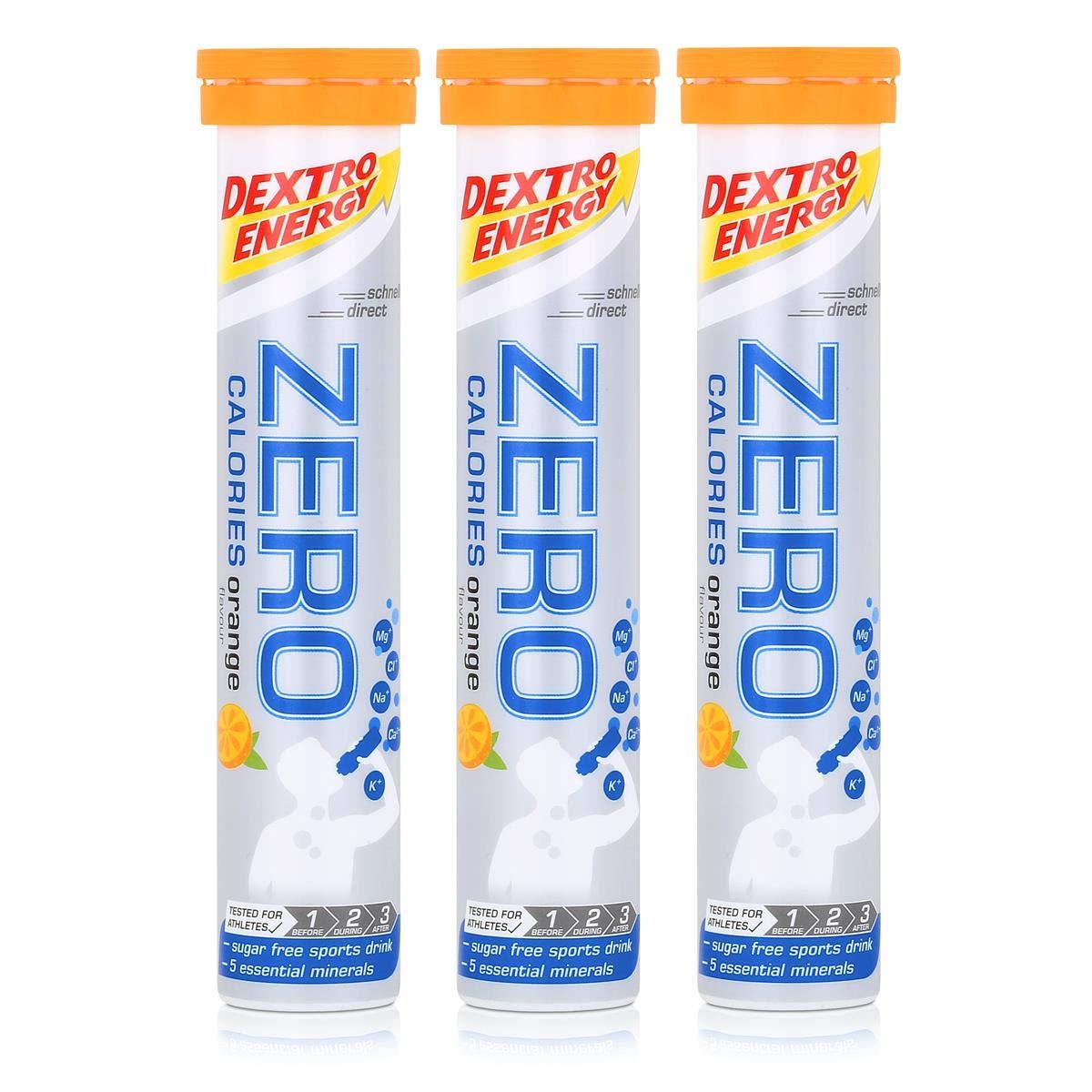 Dextro Energy Zero Calories Brausetabletten Orange flavour 80g (3er Pack)
