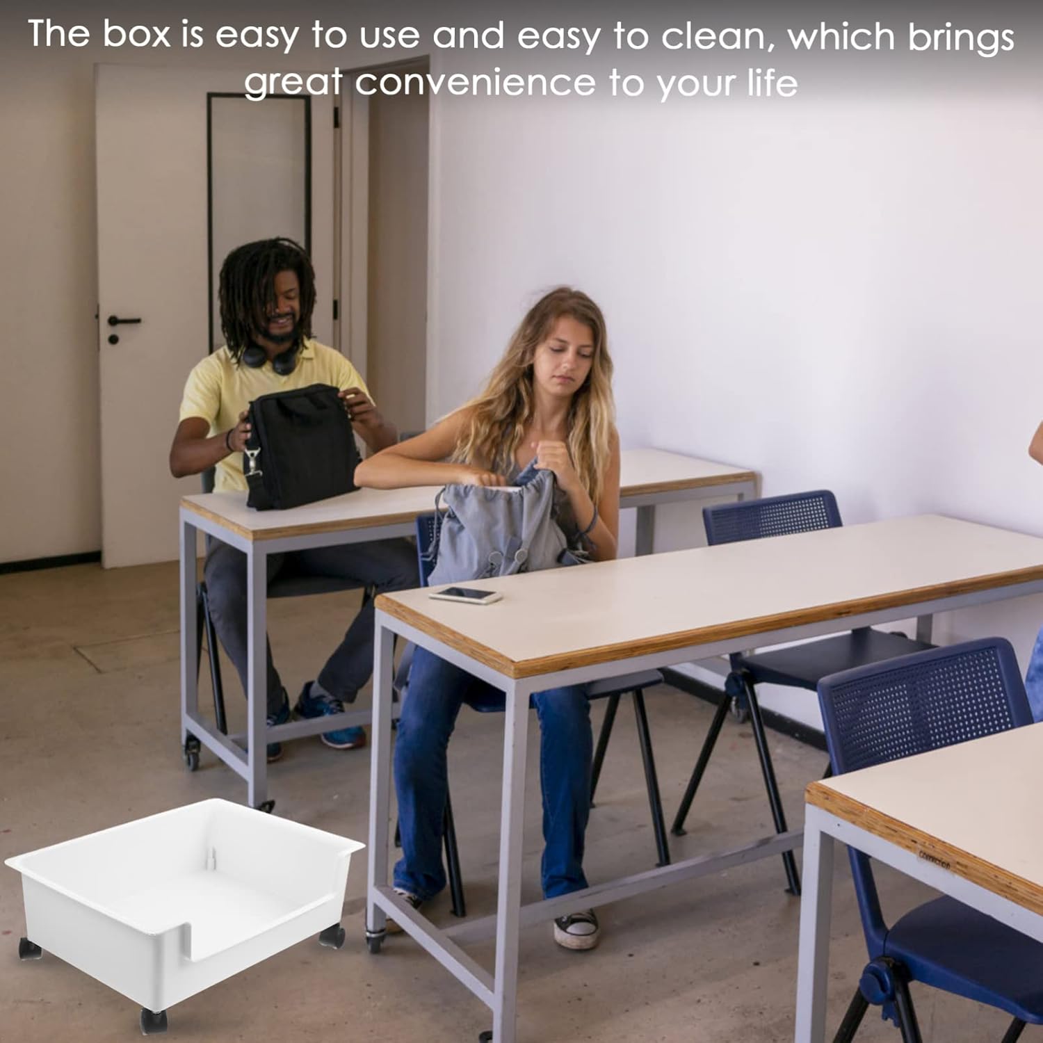 NOLITOY Book Storage Box Sofa Side Trolley Sundry Organizer Pantry Fruit Basket Filing Cabinet Book Rolling Cart Plastic Rolling Crate Cart Storage Student Pp Wheeled White Desk