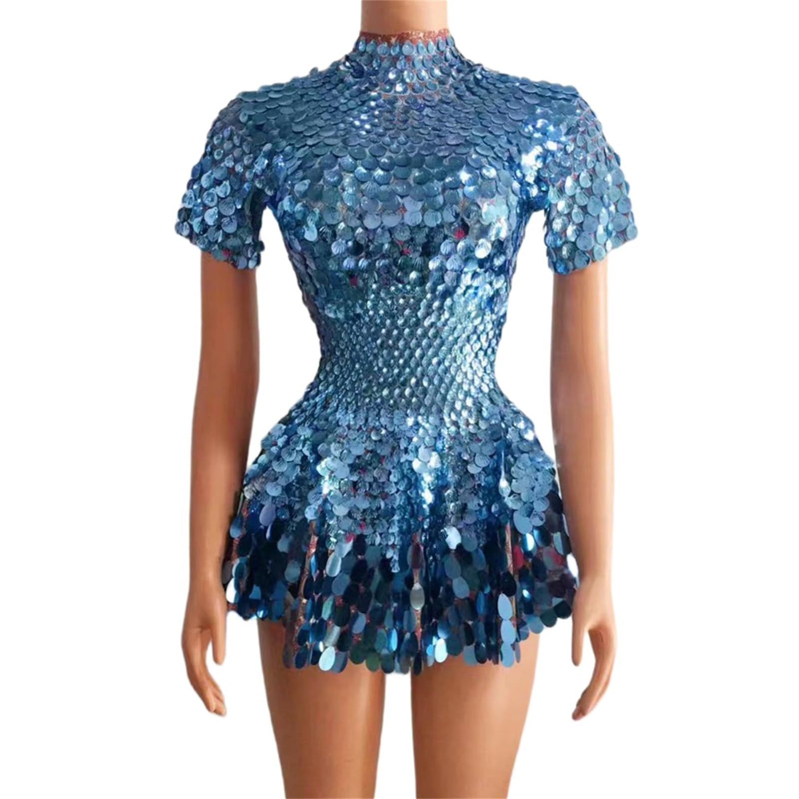 Nachtclub Tanzkleid mit Pailletten, atmungsaktiver Stoff, figurbetonte Kleider für Damen und Mädchen, Bühnen und Event Professionelle Tänzerin