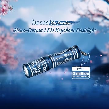 OLIGHT i3E EOS PMMA TIR Lens AAA EDC Flashlight 90 Lumens Compact Keychain Flash Light for Night, Camping (Blue Porcelain)