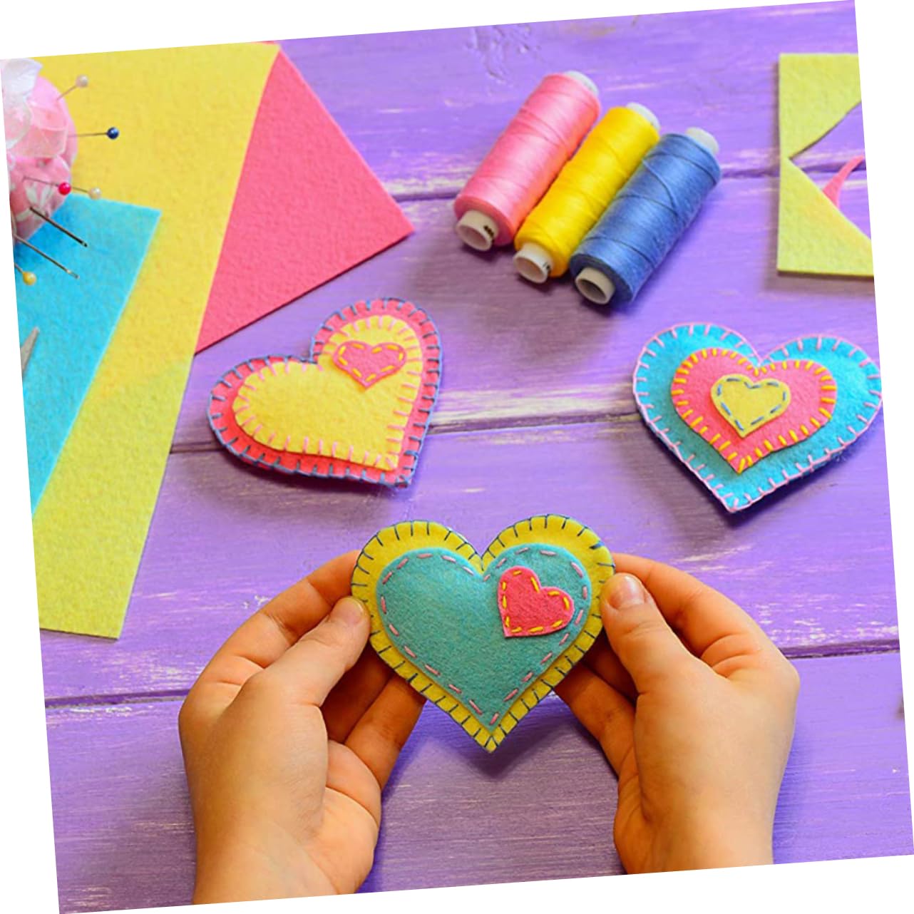 Artibetter 120pezzi Feltro Colorati Materiale Per Lavoretti Creativi Per Scuole Feste e Attività Manuali