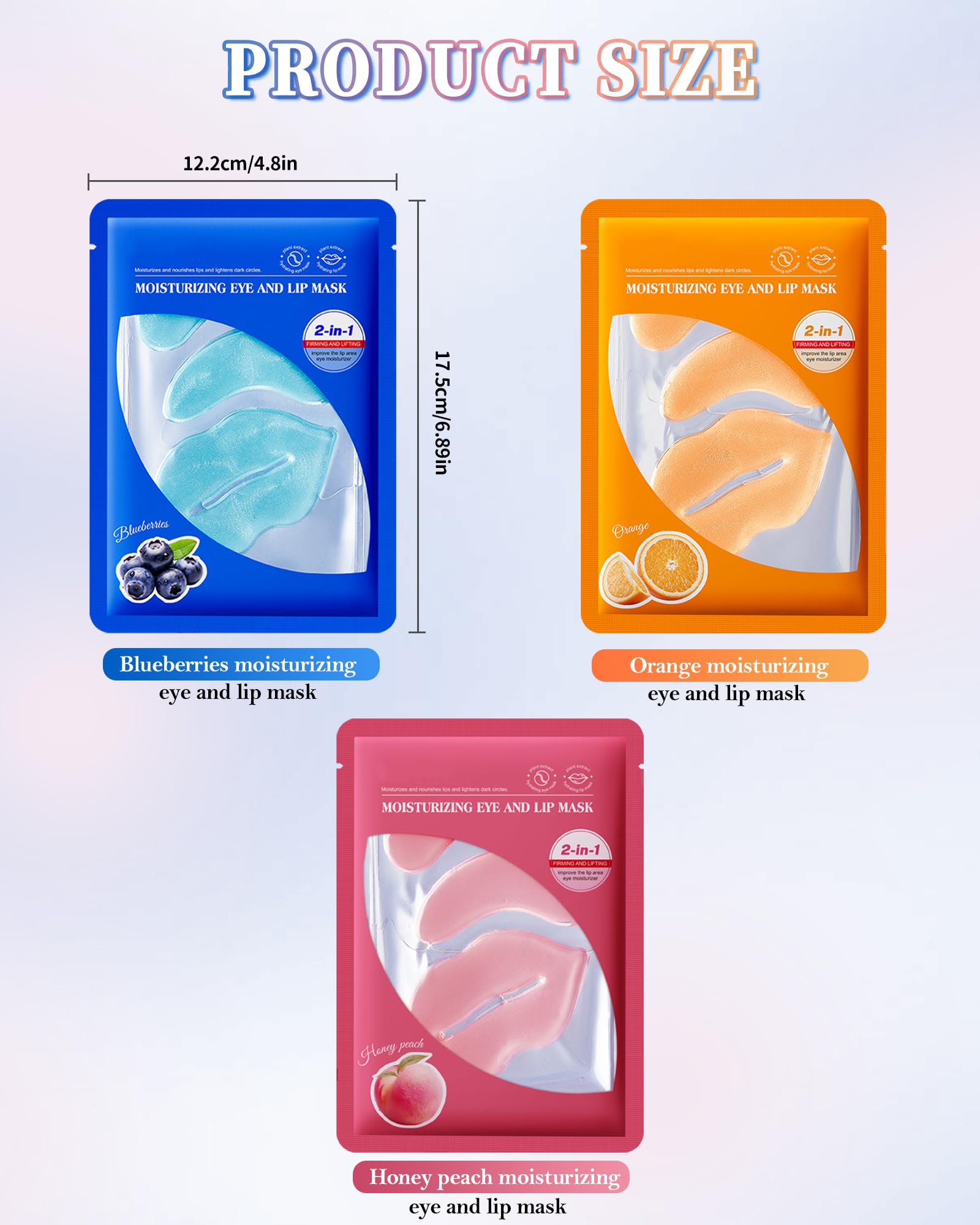 Lot de 8 Masques Yeux et Lèvres au Collagène, Cristal Pêche Patchs Améliorer les Cernes et Poches, Rides et Rides Fines, Masque Lèvres Hydratant, Kit Complet Soins Cadeau Femme Beaute - Set A