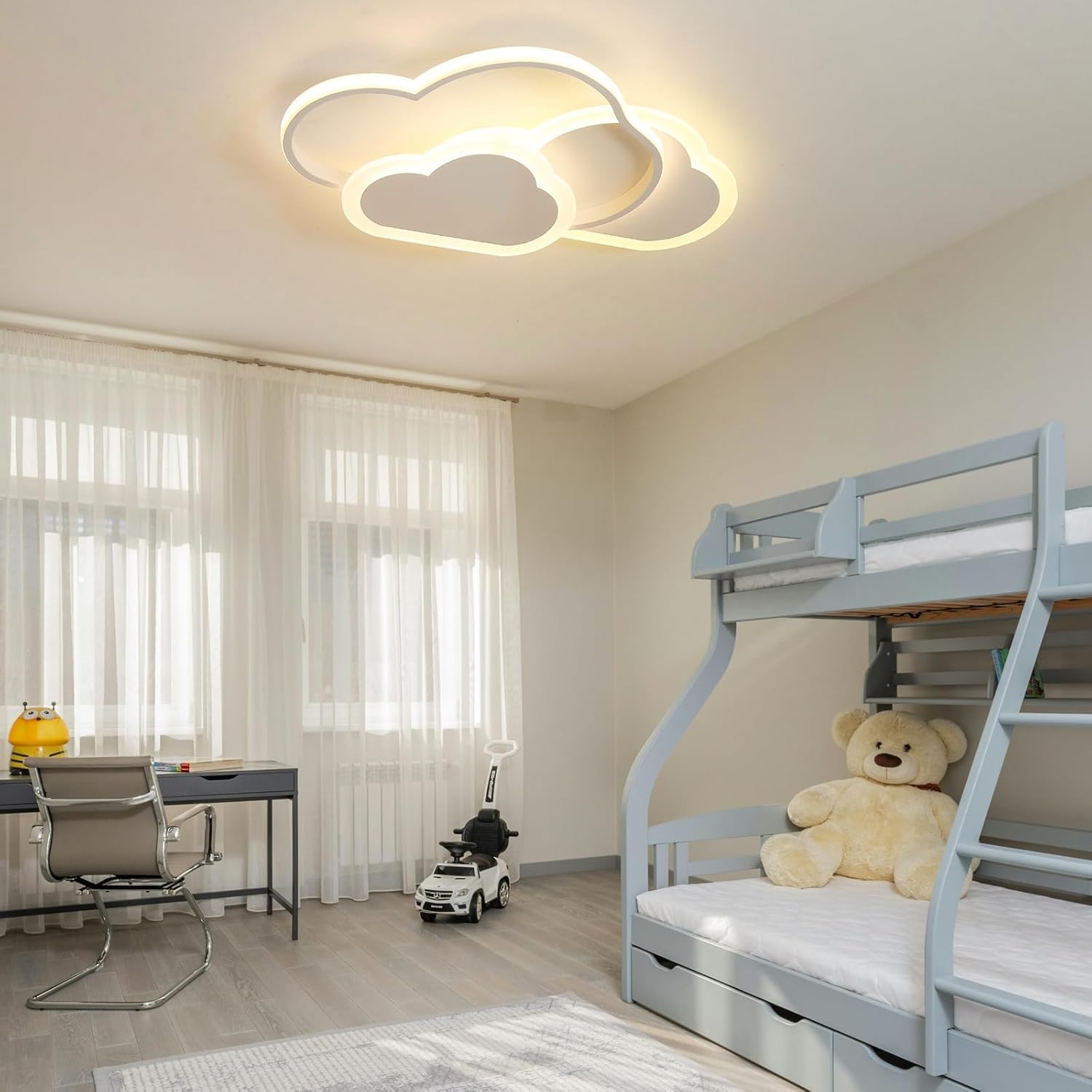 Plafonnier LED pour enfants 48W, 62 CM Lámpara de techo LED Regulable con Control Remoto 3000-6000K, Plafón Led Techo Lámpara LED de Nubes Luces para Dormitorio de bebé