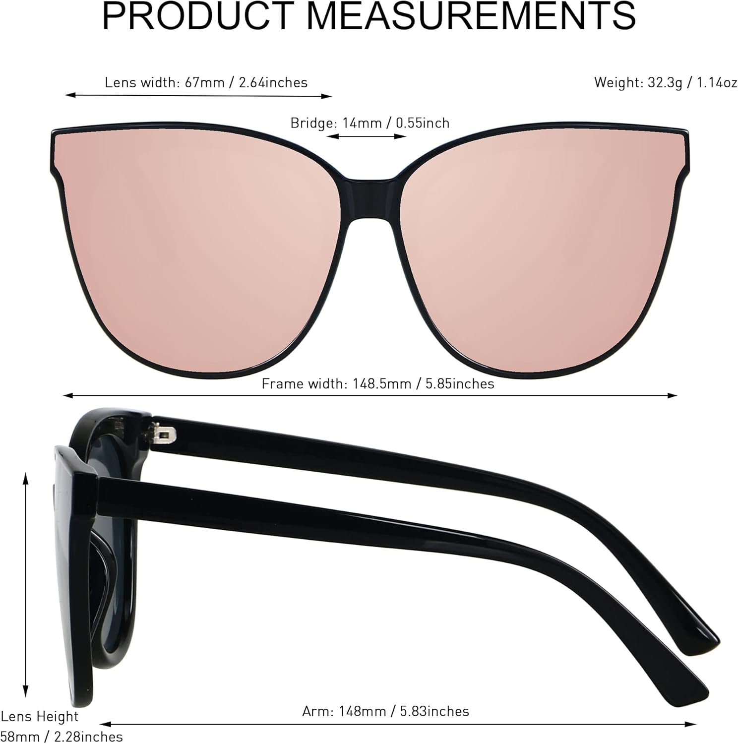 LYZOIT Oversized Cat Eye Sunglasses for Women Big Large Cateye Frame Shades 2 Pack Fashion Vintage Sun glasses - Image 5