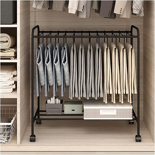 LXBAMKEA Perchas para pantalones, carrito con ruedas, organizador de armario móvil con 20 ganchos de almacenamiento, multifuncionales, soporte de
