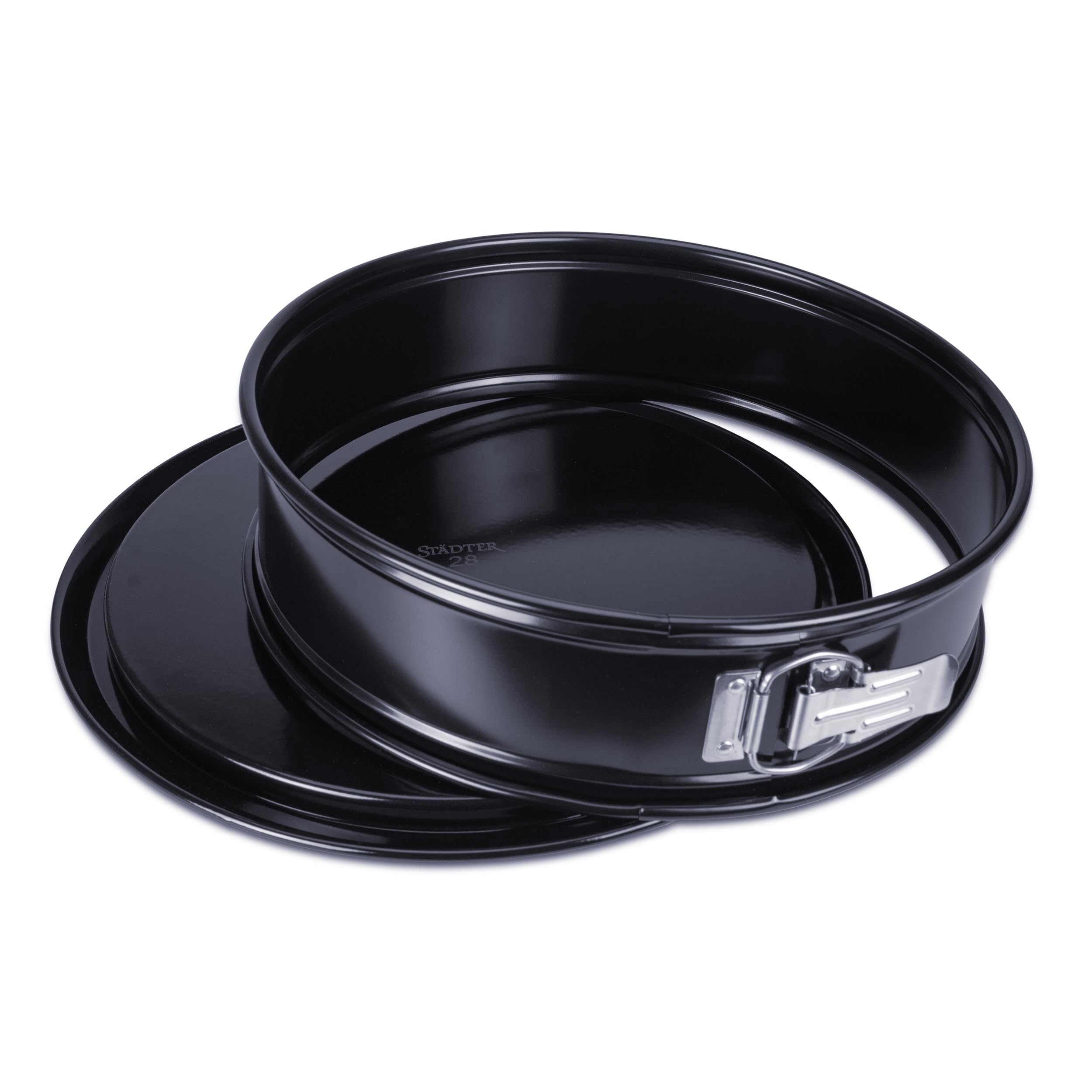 Städter we love baking Springform EMAILLE mit Flachboden, ø 28cm, Backform kratz- & schnittfest, Antihaftbeschichtung, made without PFAS, Black Edition, Temperaturbeständig bis 230°C