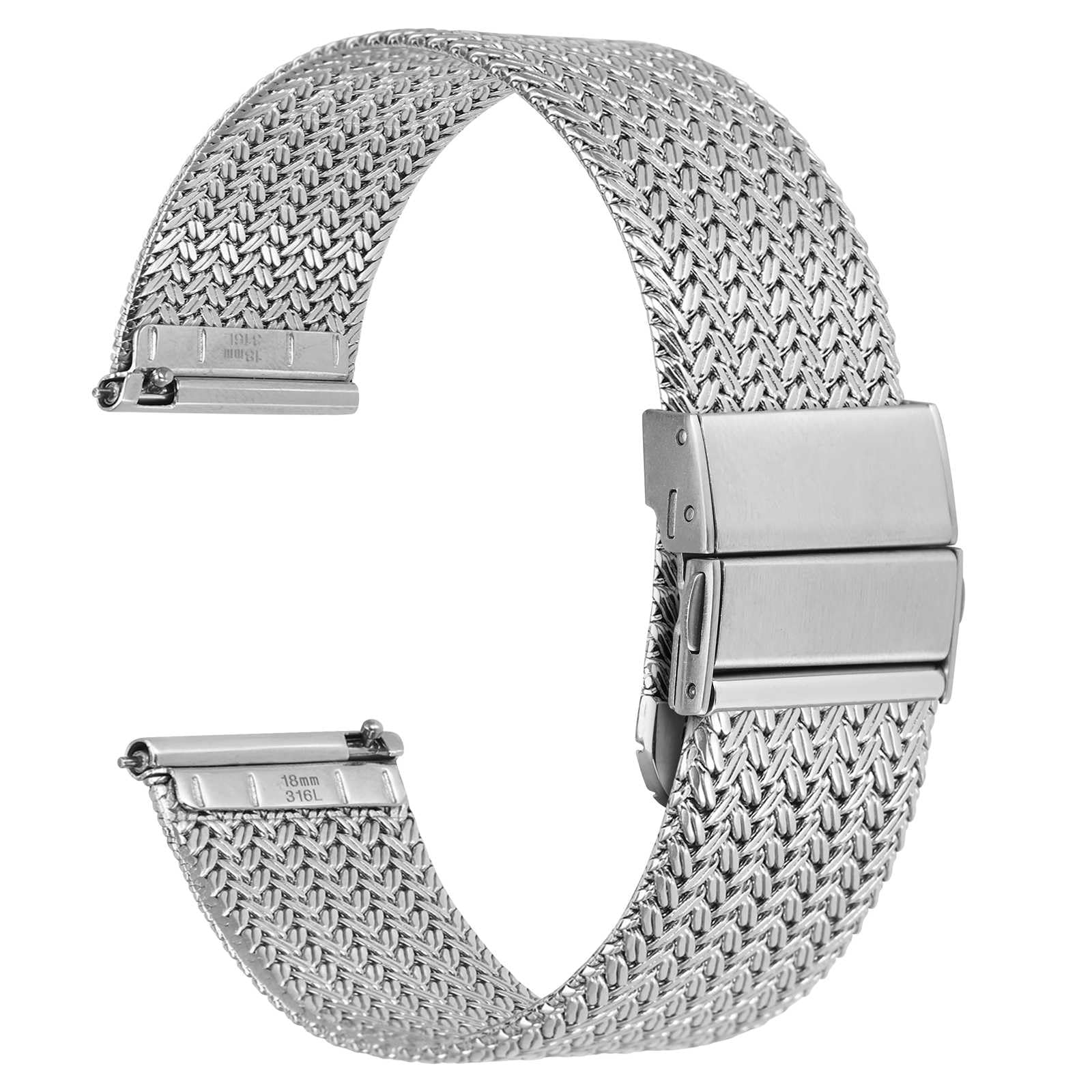 WOCCI Elite Metall Uhr für Erwachsene - Mesh Gewebt, 316L Edelstahl, Schnellverschluss, Verbesserte Faltschließe, Bandbr