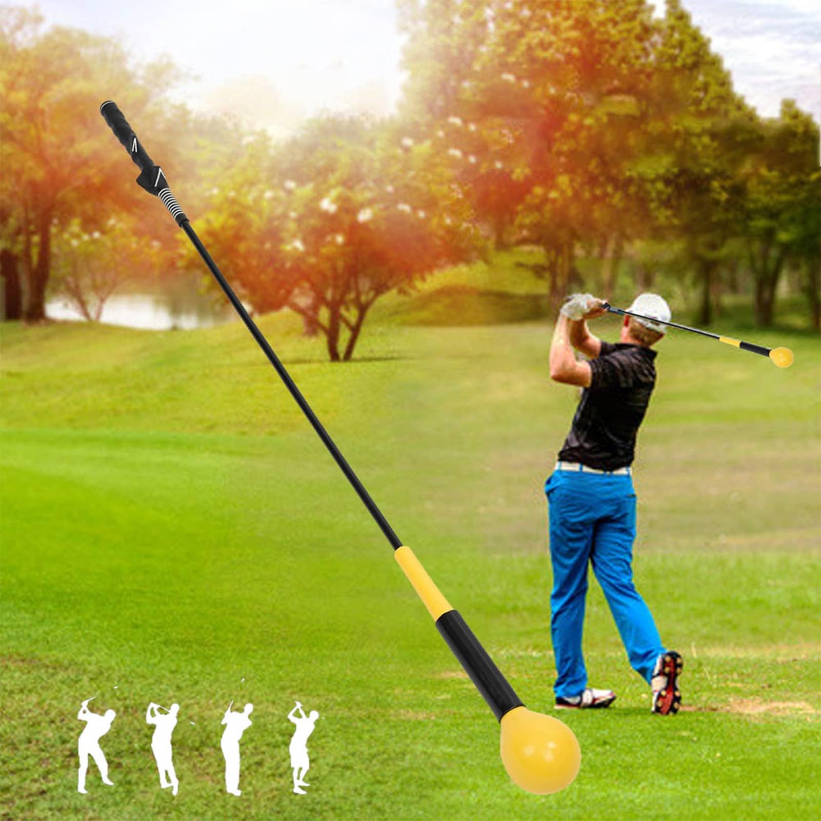 Schwung Golf Swing Trainer, Trainingshilfe Golfschwungtrainer für Kraft und Tempo, Grip Krafttraining
