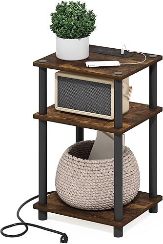 Miniatura 21 de FURINNO Elegante mesa auxiliar, roble francés gris/negro, paquete de 2 (2-99800GYW) Roble Francés/Negro,Cereza oscuro/ Negro,Ámbar