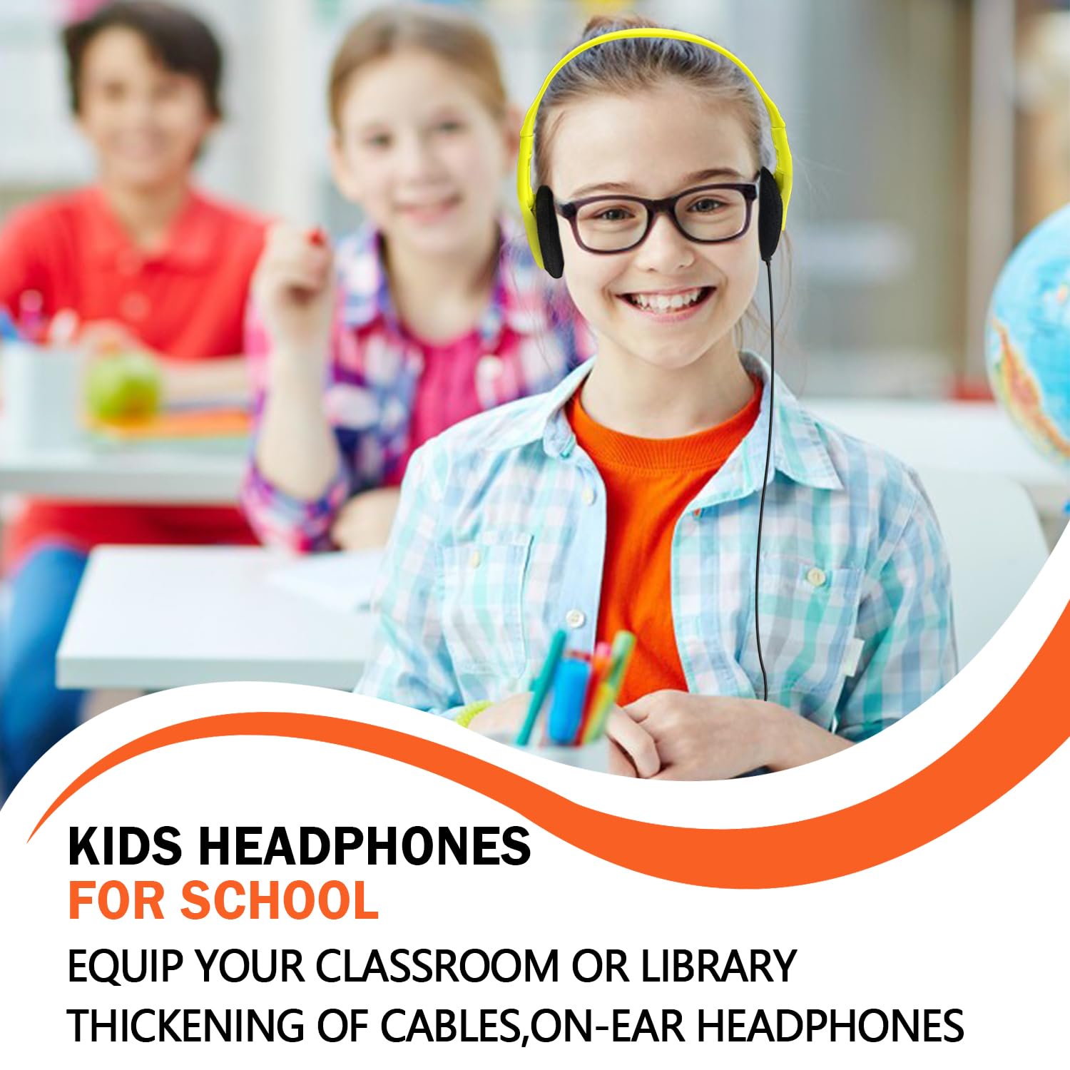 Auriculares USB tipo C para niños, paquete de 5 unidades para estudiantes de aula, juego de auriculares con cable USB C compatibles con Chromebook Computer Laptop (HY857C, 5 mezclados)