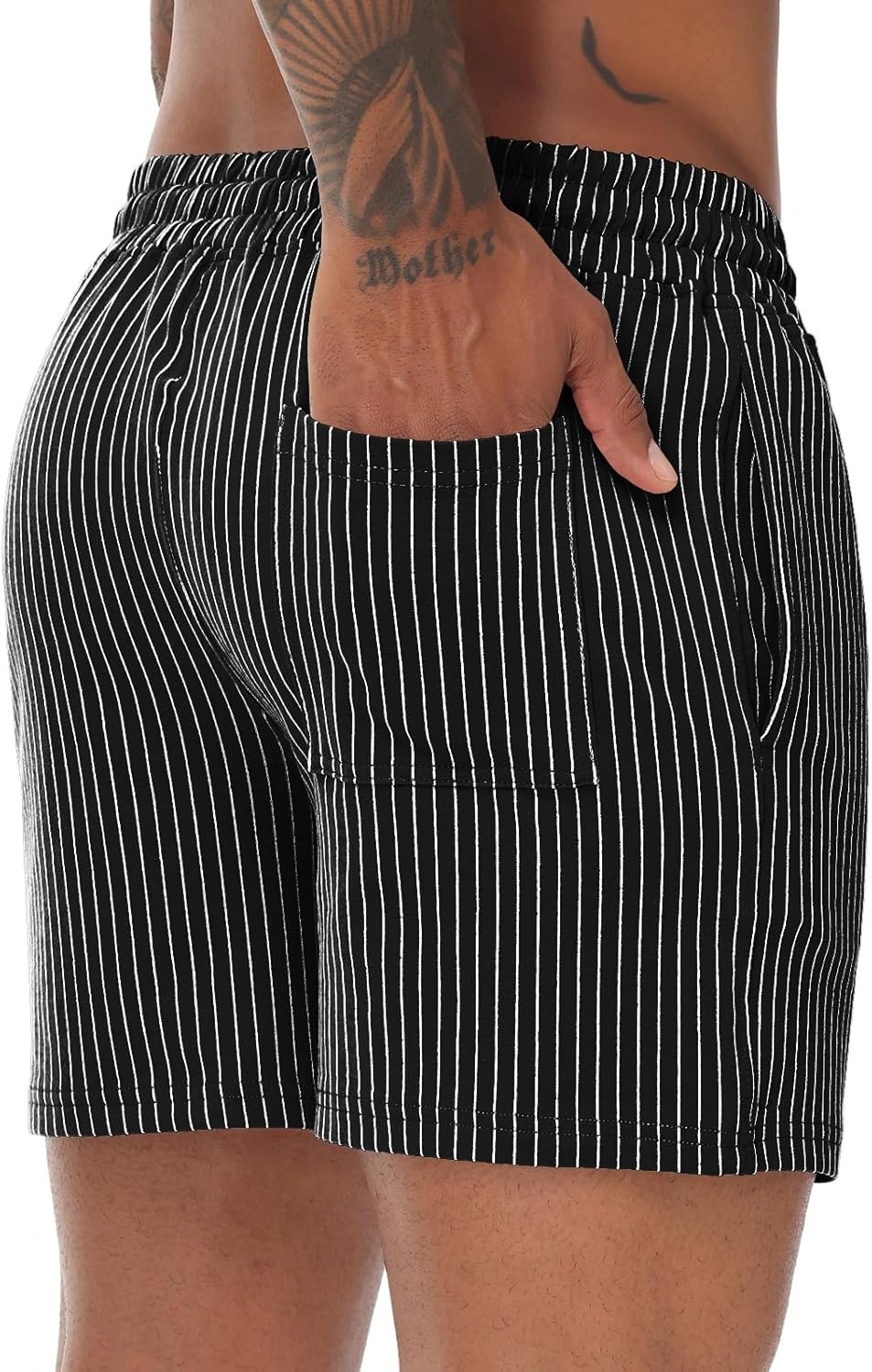 Mens Shorts 5" Casual Summer Stripes Elastic Waist Classic Fit Daily Wear Jogger Workout Cotton Shorts - Image 6