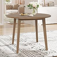 Vista 5 de COLAMY Juego de comedor extensible de 5 piezas para 4, mesa redonda de madera de 36 pulgadas con 4 sillas de comedor con cabeza de clavo, marrón