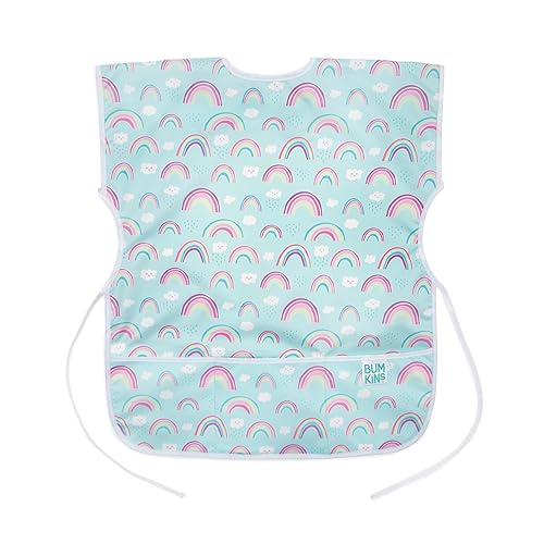 Bumkins Bata de manga corta, reutilizable, impermeable, para niñas y niños de 3 a 7 años, delantal de pintura para niños, artes, manualidades y