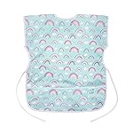 Bumkins Short Sleeve Smock, Toddler Reusable Waterproof Bib for Girls and Boys Ages 3-7 Years, Junior Childrens, Kids Paint Apron, Arts, Crafts and Play with Pocket, Soft Fabric, Rainbows Blue