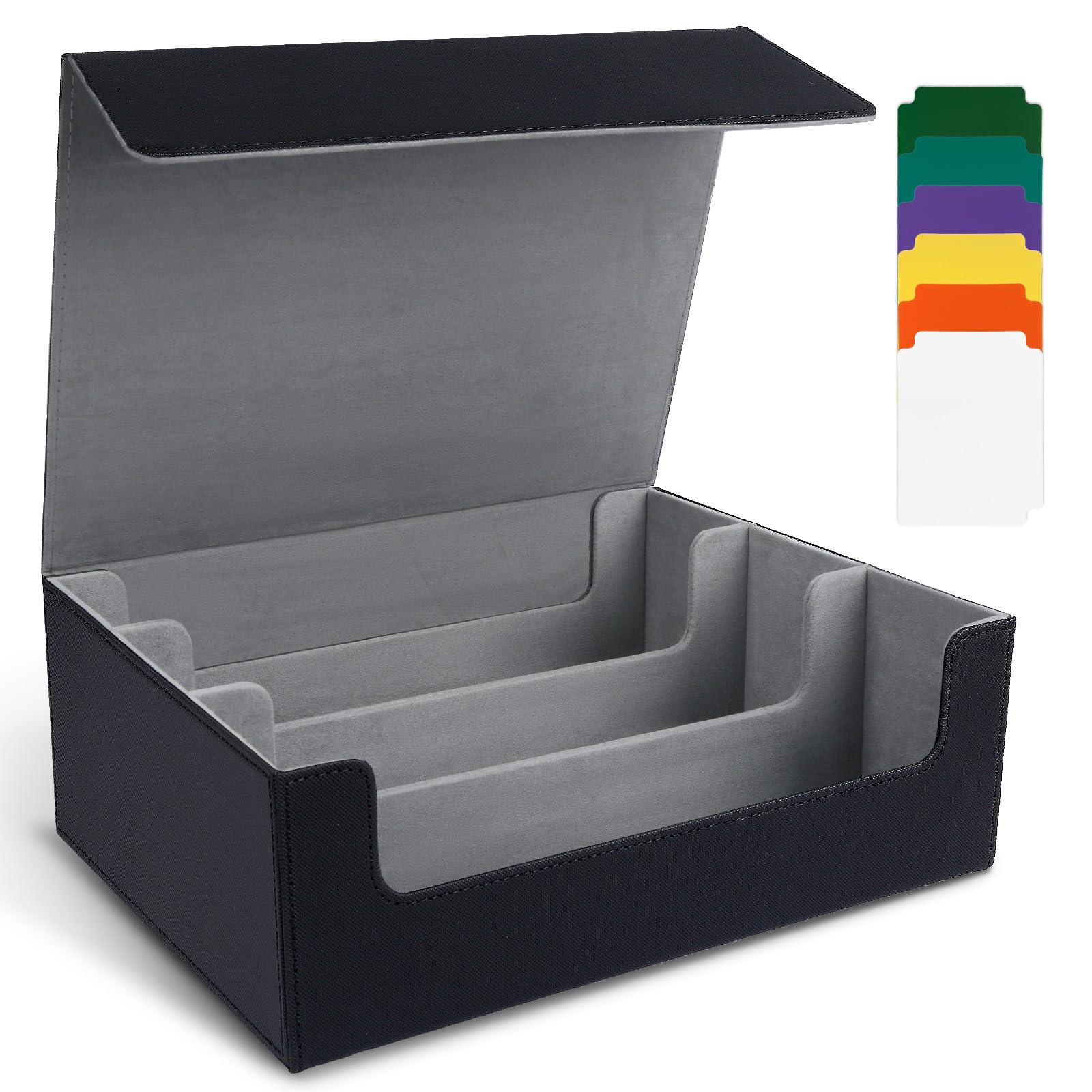 Card Deck Case for Trading Cards, 1800+ PU Leather Magnetic Commander Deck Case,Magic Card Protectors Box Fit for YuGiOh, MTG and Sport Cards - Grey