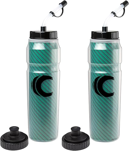Cannon Sports Botella de agua exprimible aislada de 28 onzas con popote, tapas a prueba de fugas, 2 tapas (popote y apretable), aislamiento de doble