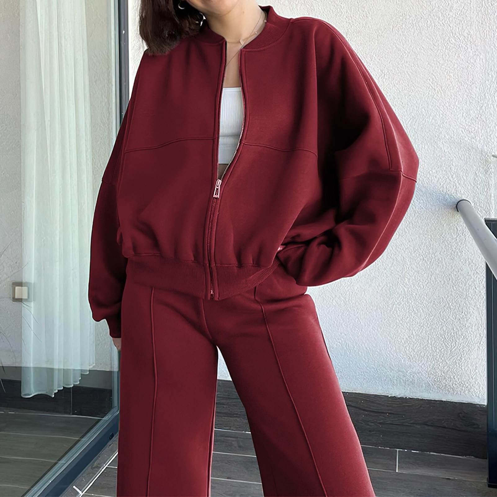 amropi Chándal de Mujer Chaqueta Sudadera con Cremallera y Pantalón Deporte Conjunto — view 4