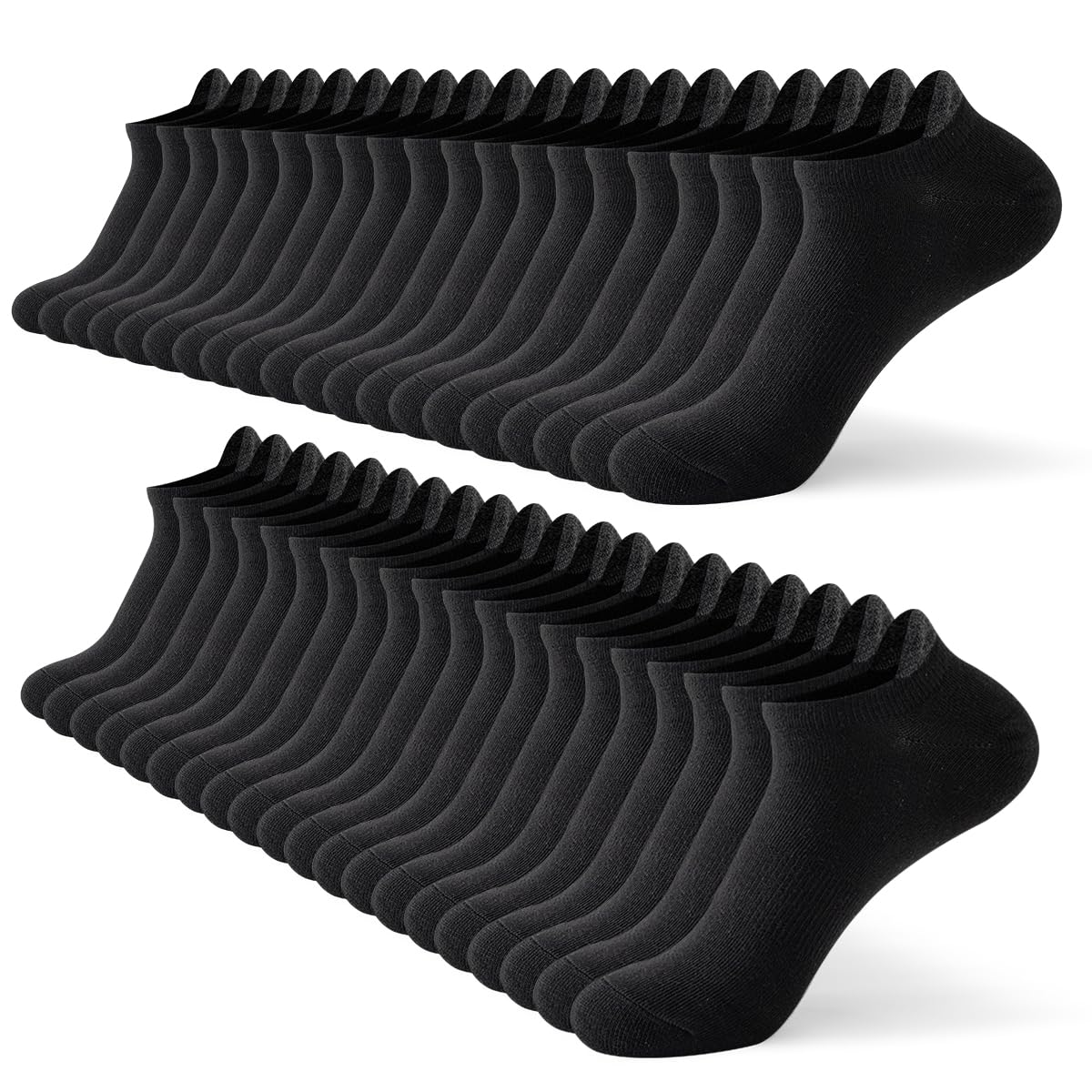 JOYNÉE Calcetines cortos informales para hombre, 20 pares, Negro (20 pares), talla única