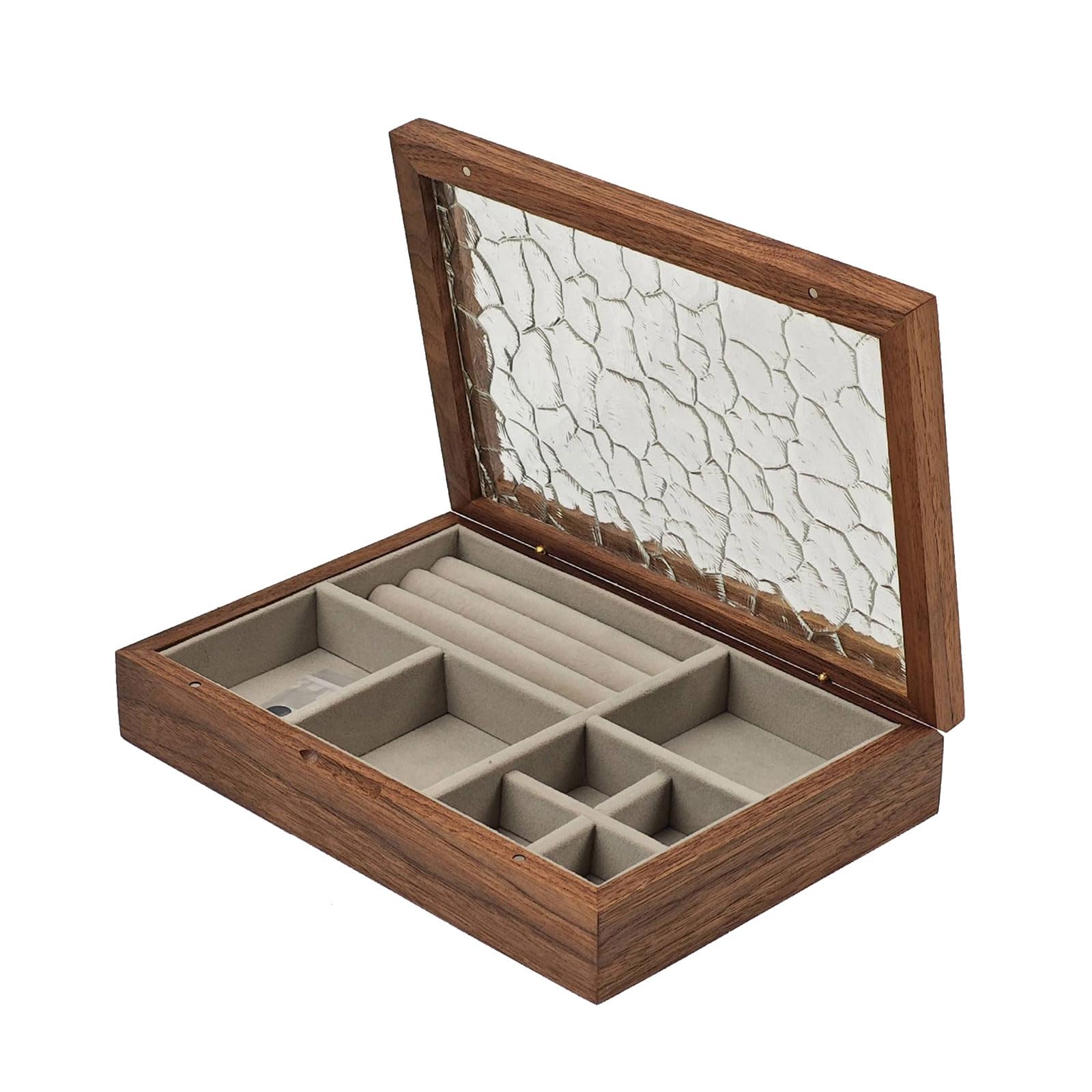 Msioytog Fashionable Sturdy Wood Jewelry Storage Chest with Plush Interior Accessory for Collectors and Travelers Alike Counter Top Display