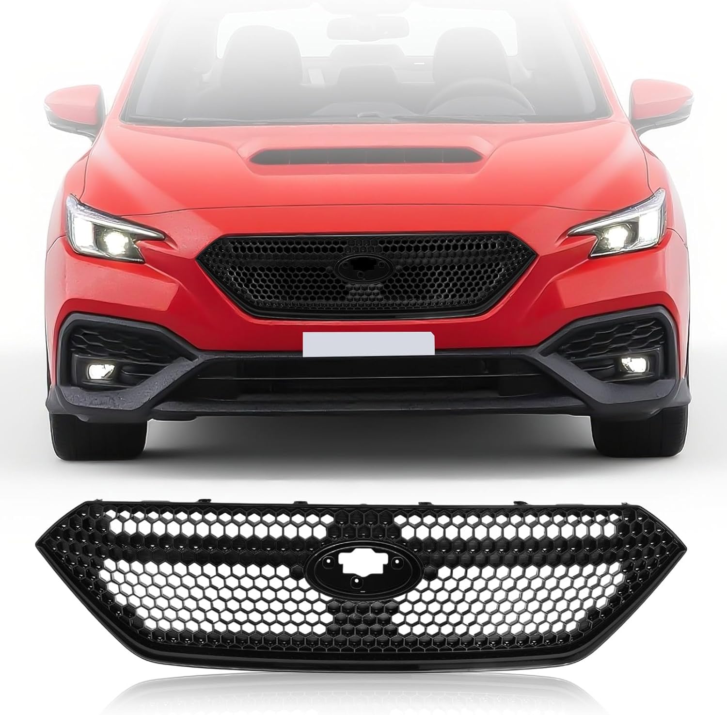 Front Bumper Sport Grille Compatible with Subaru WRX 2022 2023 Grill Guard Gloss Pearl Black Metallic Direct Fit Replacement