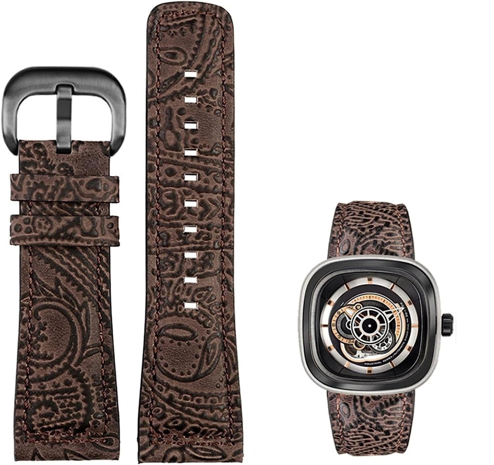Bracelet montre SevenFriday cuir de vachette véritable rétro - 8