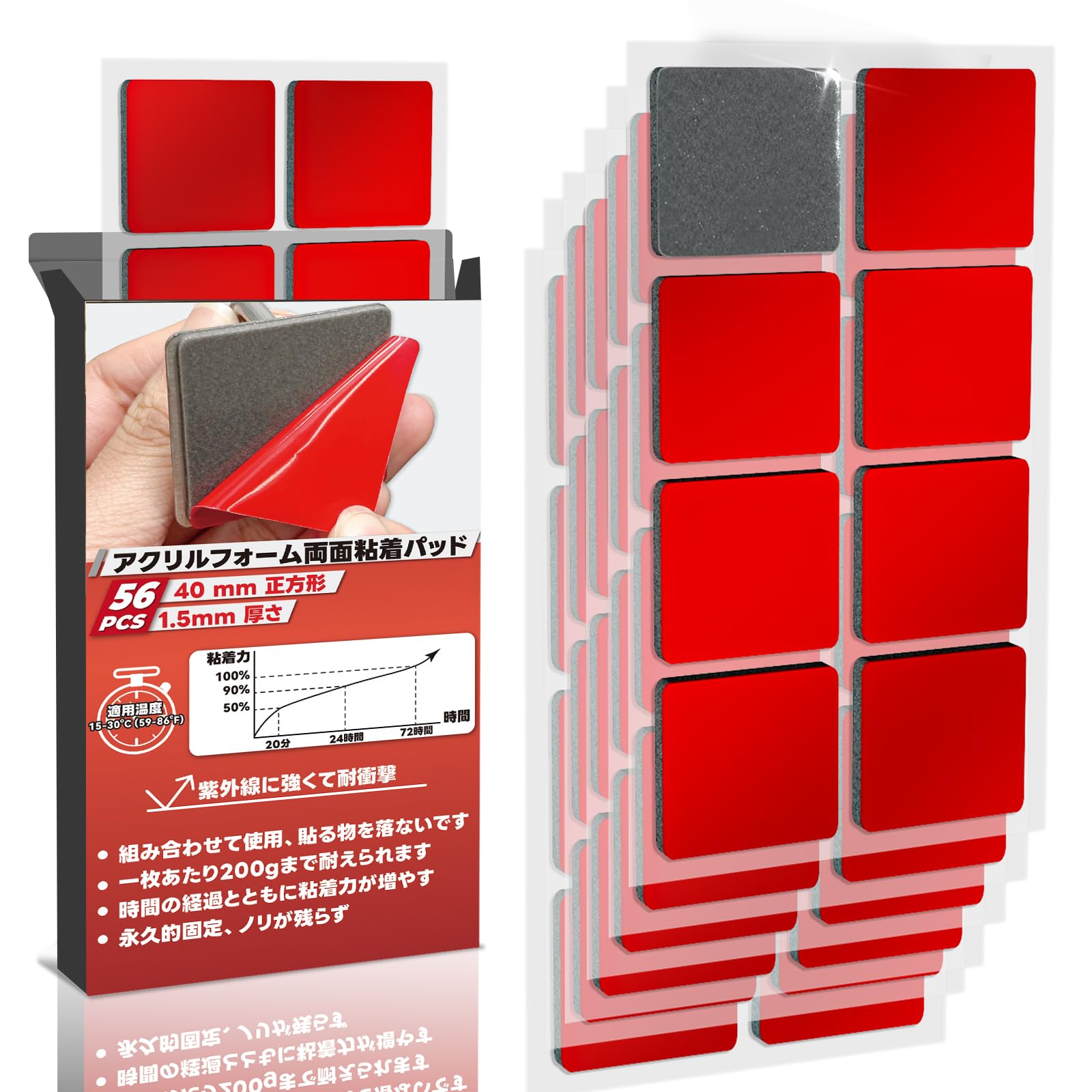 超強力両面テープ 作業用両面テープ アクリルフォーム粘着パッド屋内 屋外 高耐熱…