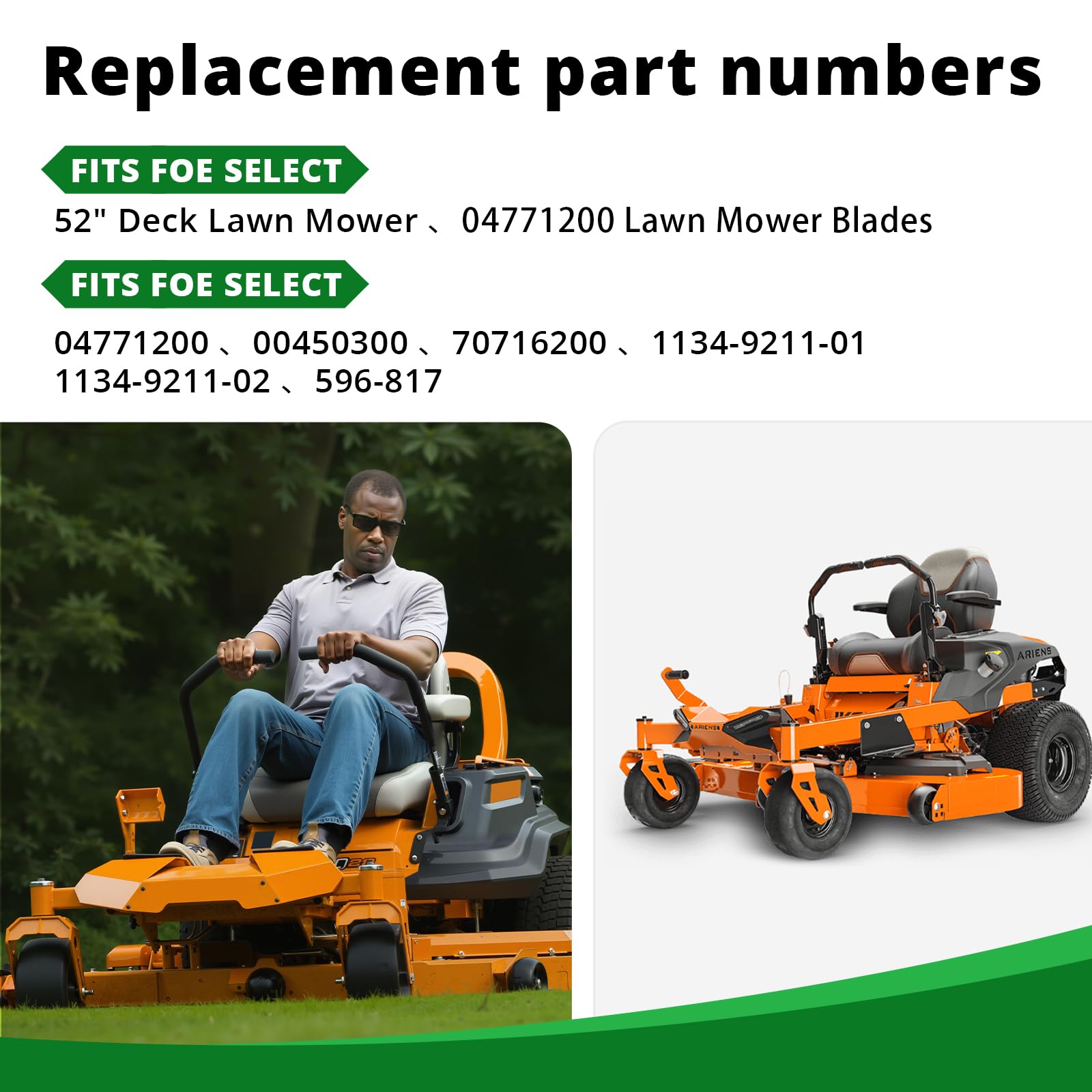 04771200 - Cuchillas para cortacésped compatibles con A riens IKON X XL XD, se adapta a Gravely ZT X, ZT XL Series, 52 pulgadas de giro cero, accesorios para cortacésped, sustituye a 00450300 70716200