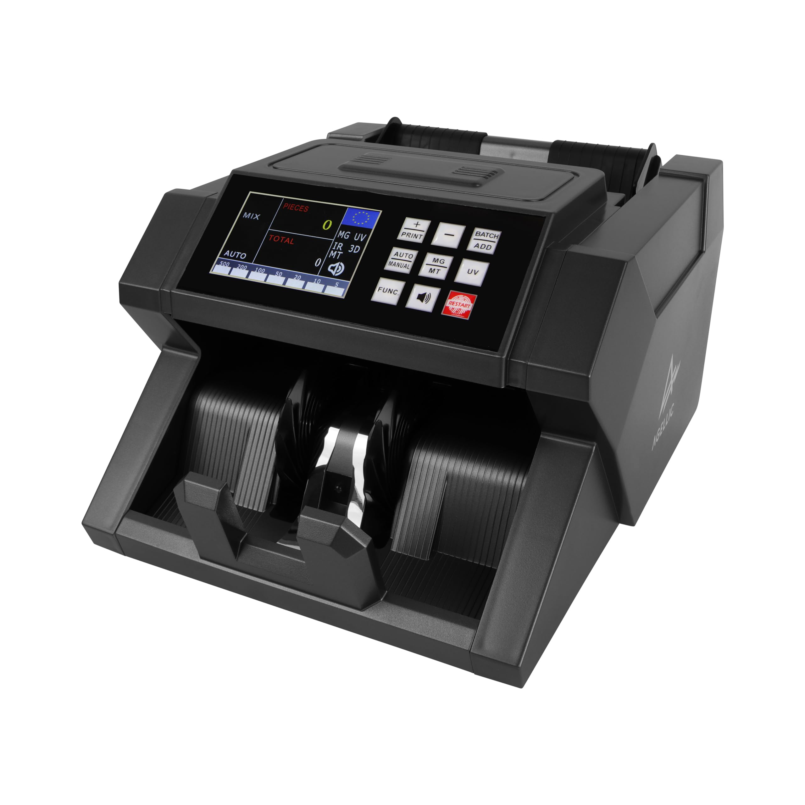 Conta Banconote | Macchina Conta Soldi Professionale | Rilevatore Banconote False 6-Fold | 900 Banconote/min | Verifica Banconote e Controllo Soldi Falsi | incl. Pennarello Banconote