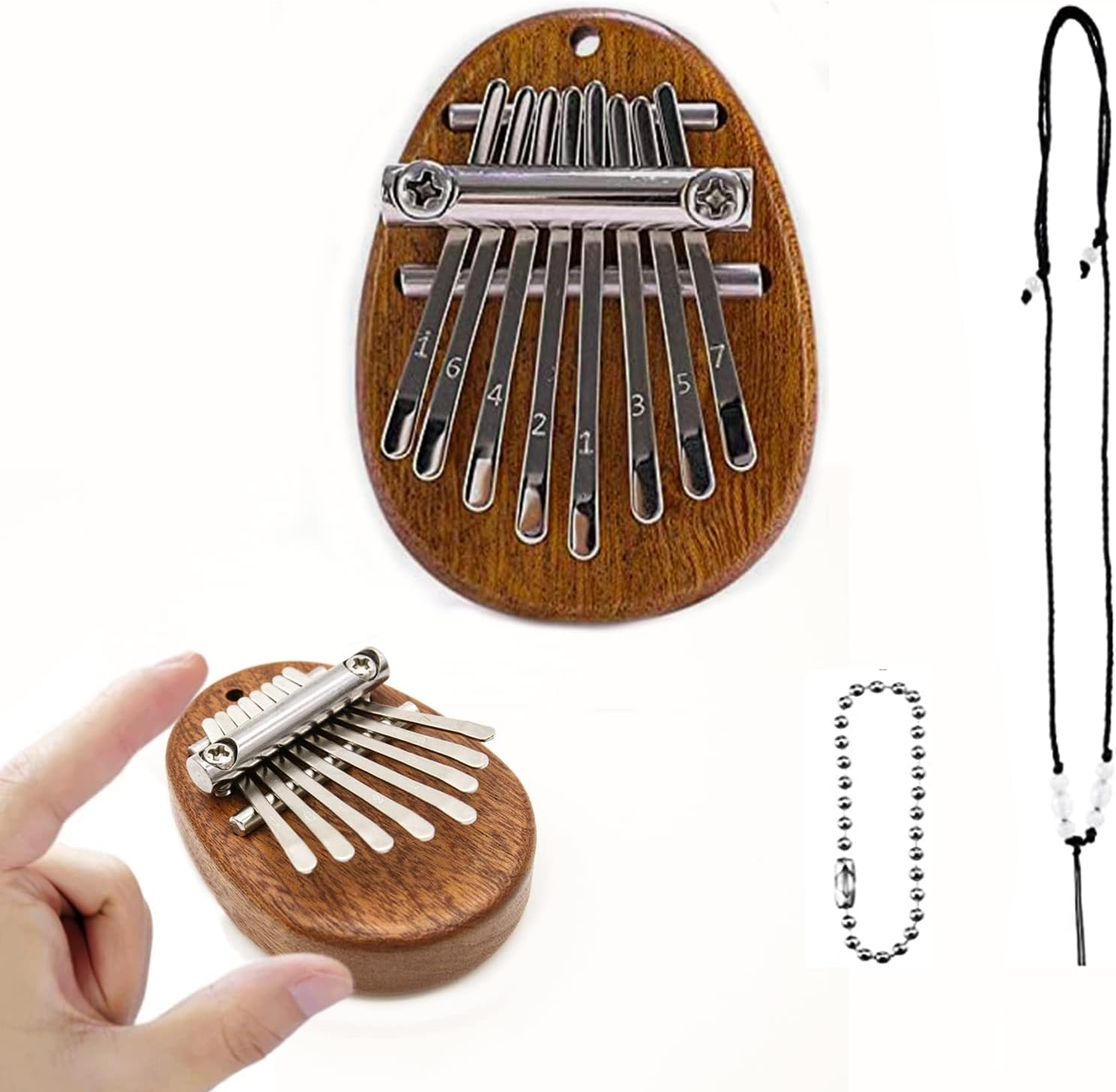 Ivyhouse Mini Kalimba Thumb Piano - Solid Wood 8 Key Mini Finger Piano Small Marimba Musical Instrument Gifts, Easy to Start With Music Learning for Kids Beginne, Metcalo-tp-001