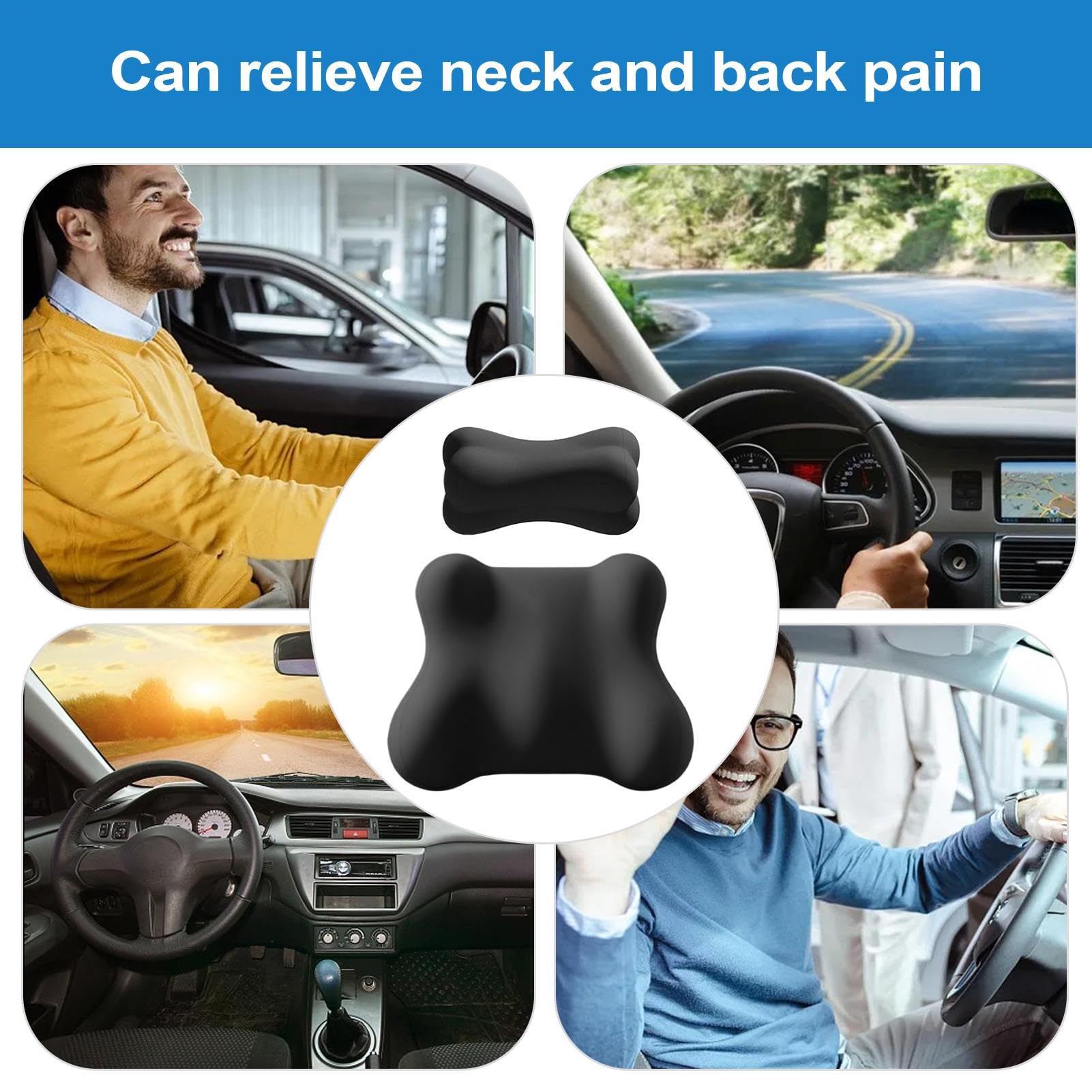 Soporte para Cuello y Espalda para Coche Accesorios para Asiento de Coche | Cojín Ergonómico Cervical y Lumbar para Auto Para Conductores Viaje Avión Silla Escritorio Sofá Sillón Reclinable