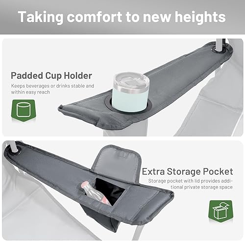 Miniatura 5 de TIMBER RIDGE Silla de campamento plegable de gran tamaño para adultos, soporta 550 libras resistente con portavasos bolsillo lateral para