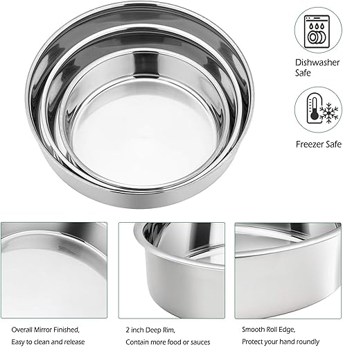 Miniatura 4 de P&P CHEF Juego de 3 moldes redondos de 8 pulgadas + 9.5 pulgadas + 11 pulgadas para hornear, de acero inoxidable para desmalezar cumpleaños,