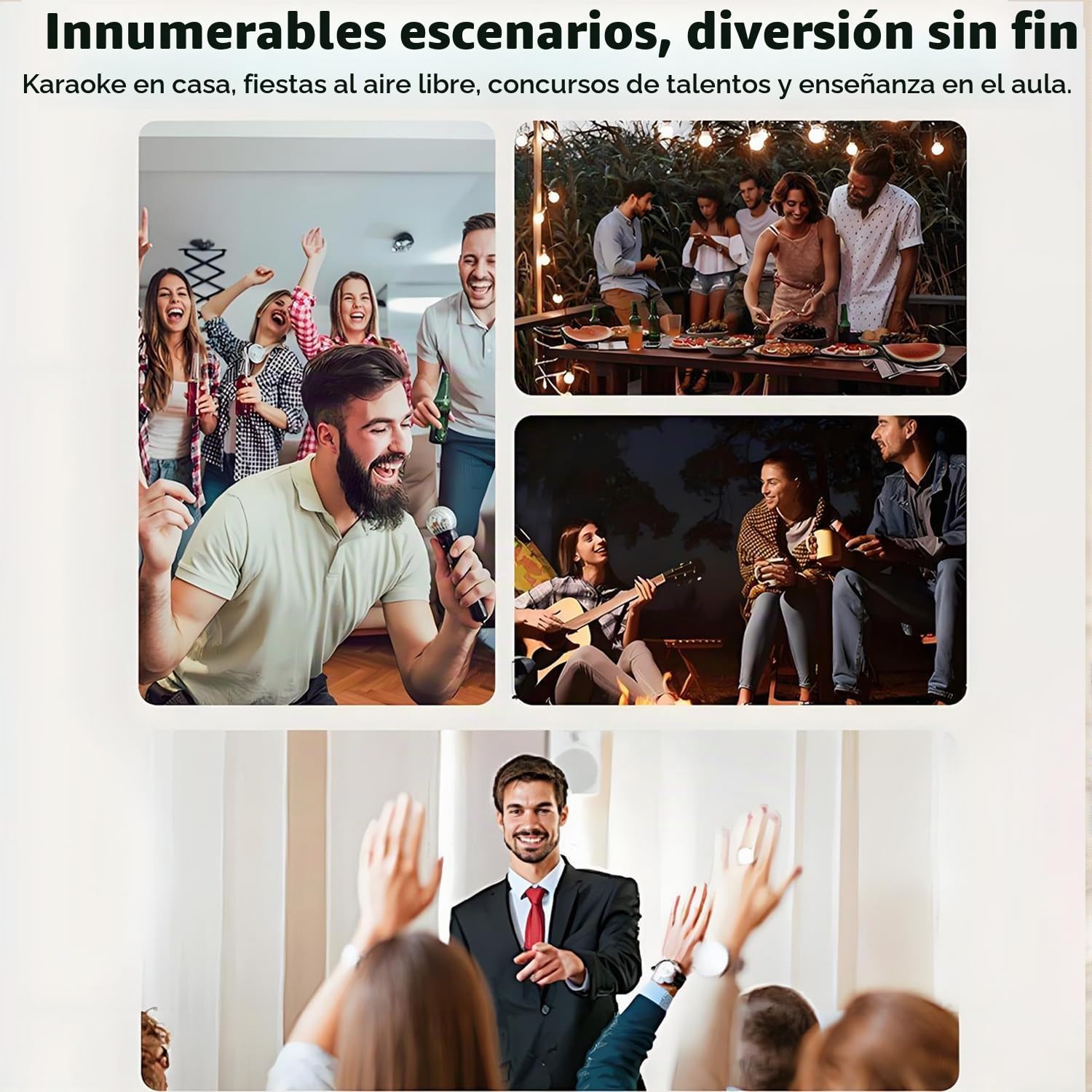Karaoke 2 Microfonos Inalambricos, Altavoz Bluetooth con Microfono Recargable para Infantil, Portátil Sistema PA de Karaoke con Luces LED para Fiestas y Reuniones en el Hogar, Regalo para Niños
