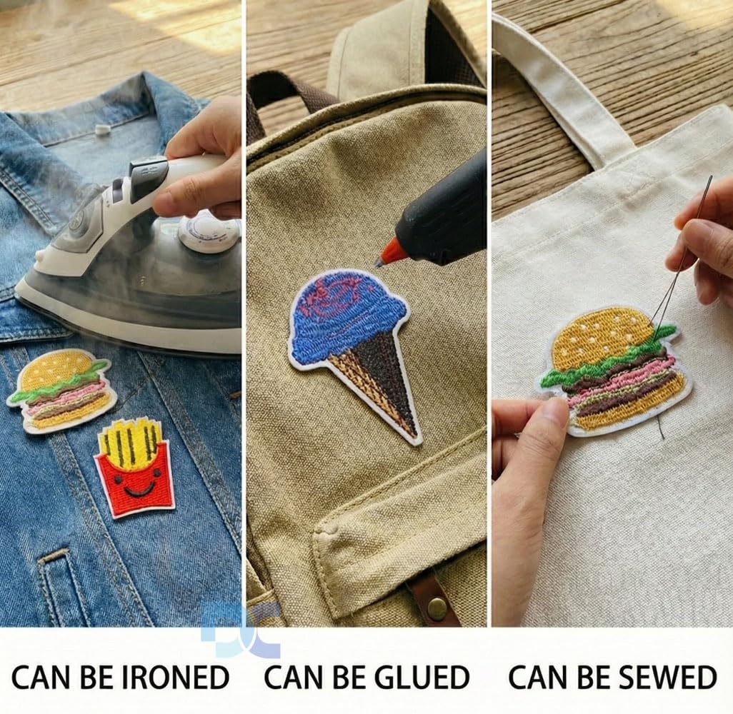 Daily Crafts Embroidered Patch, Black Base Hot Fix Glue Embroidery Cloth Paste Iron-on Patch DIY Clothes Sticker Trim Embellishments Applique (Tiger) 2