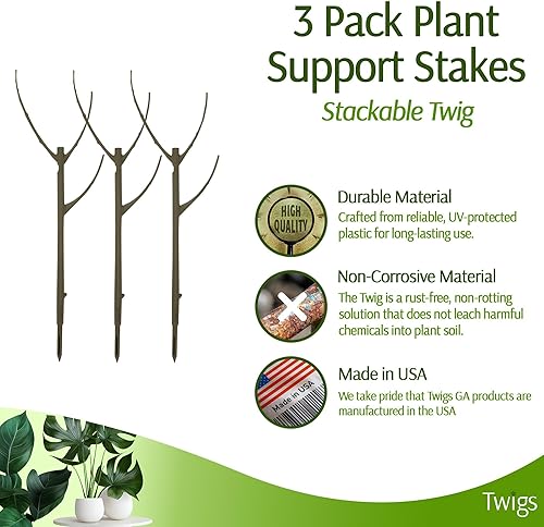 Miniatura 2 de Estacas apilables de soporte para plantas de interior, soportes para plantas en macetas y arreglos florales, enrejado de jardín estético - Piedra