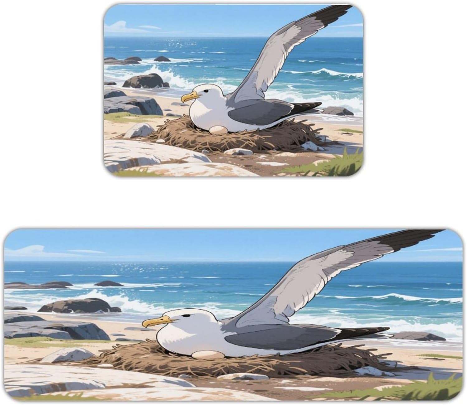 Albatrosses on The Islands Kitchen Mat Outdoor Rug Area Rug | Kitchen Rug for Washable Non-Slip Breathable for in Front of Sink for Standing for Kitchen,Hallway,and Laundry Decor